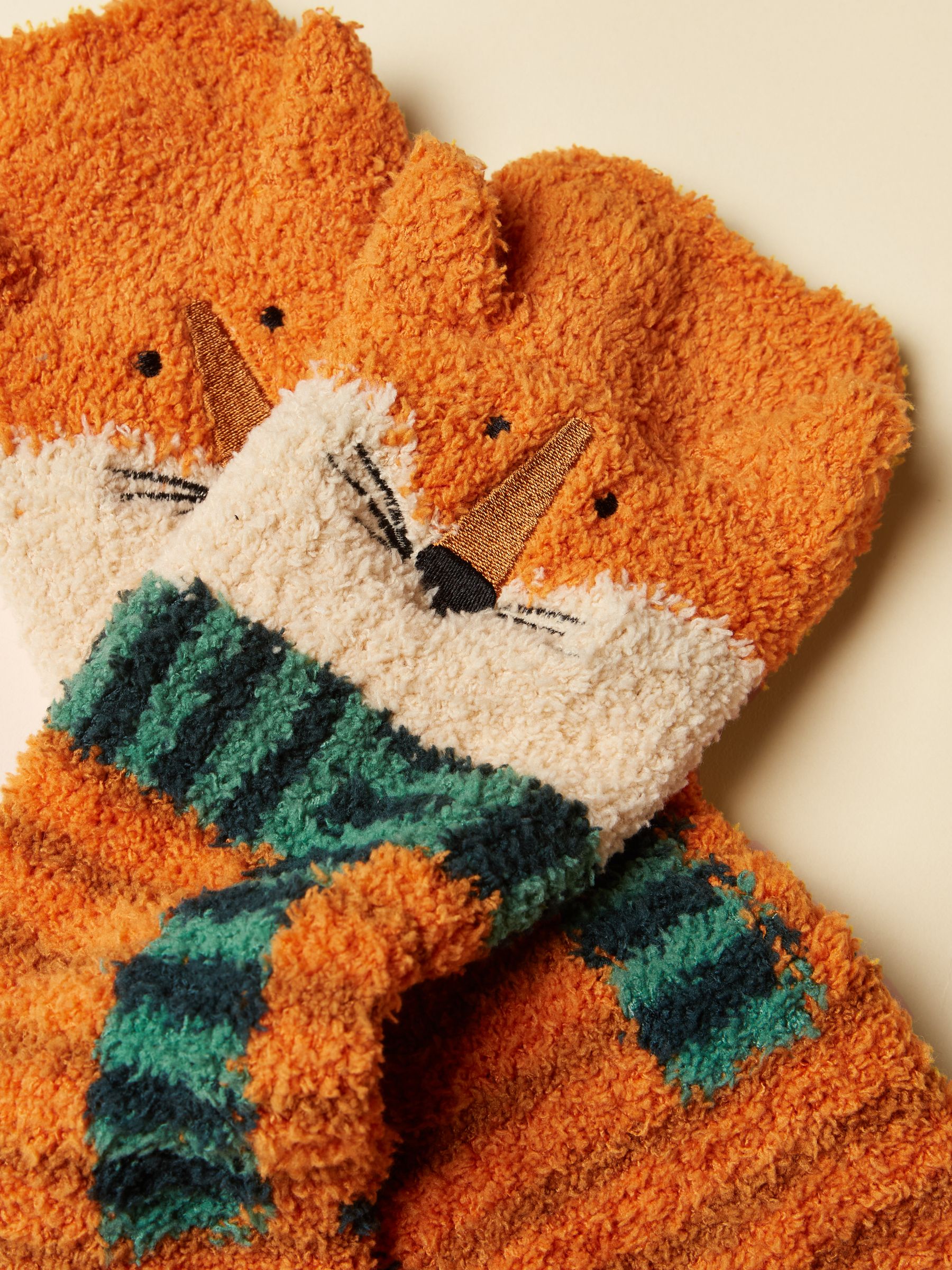 Kids' Fluffy Orange Fox Socks - Image 2 of 3