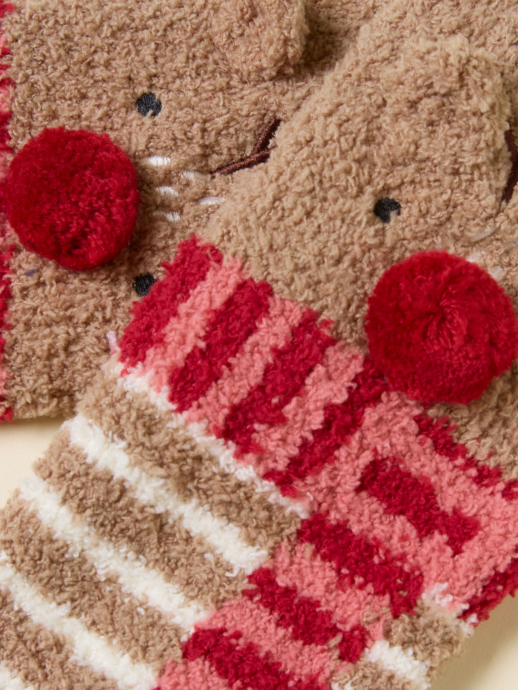 Kids' Fluffy Reindeer Brown Character Socks - Image 3 of 3 Kids' Fluffy Reindeer Brown Character Socks - Image 3 of 3