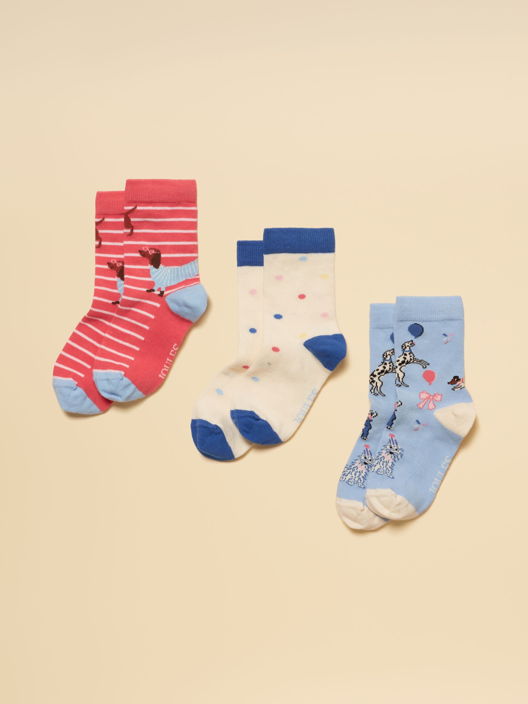 Kids' Neat Feet Blue/Pink Socks 3 Pack - Image 1 of 3