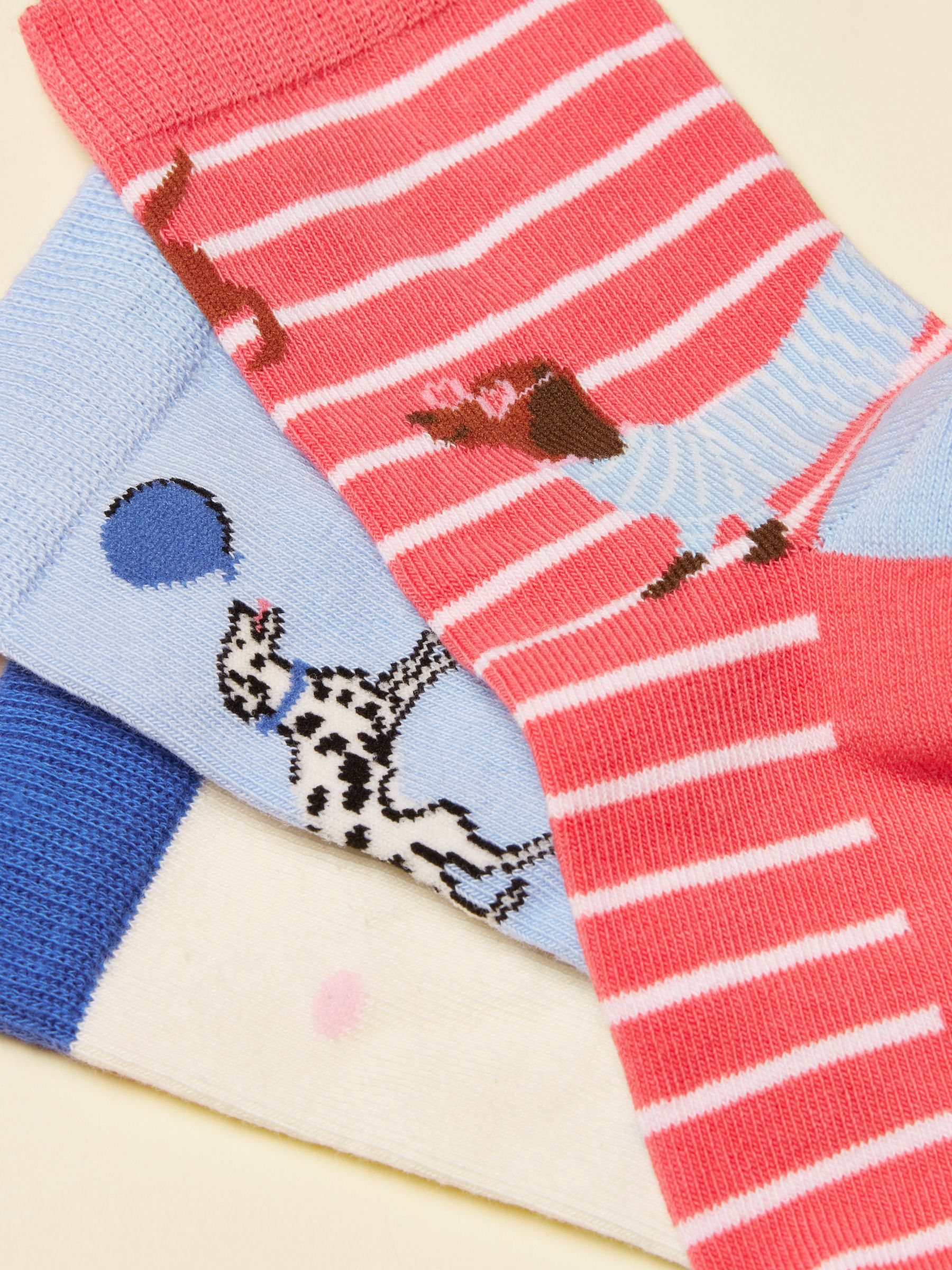 Kids' Neat Feet Blue/Pink Socks 3 Pack - Image 2 of 3