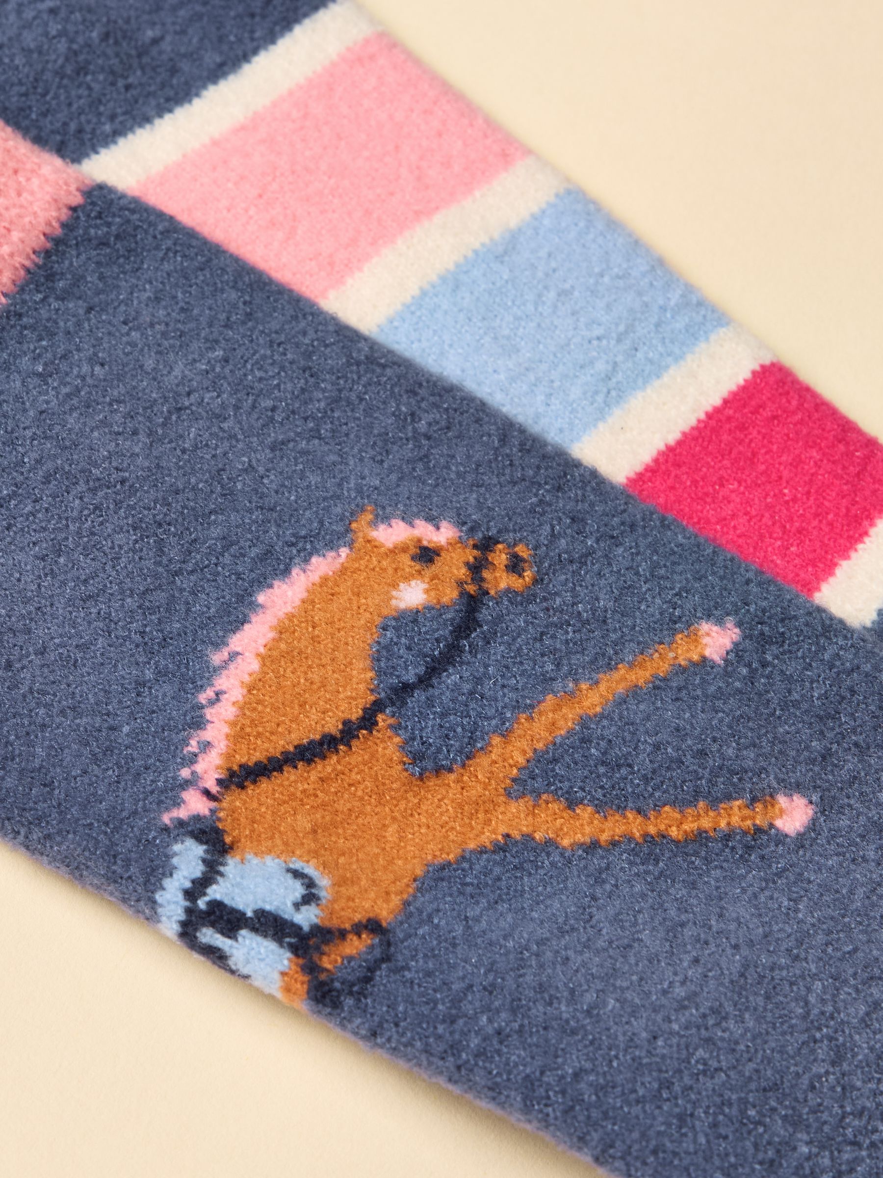 Kids' Warmly Navy & Pink Horse Cosy Sock 2 Pack - Image 2 of 3