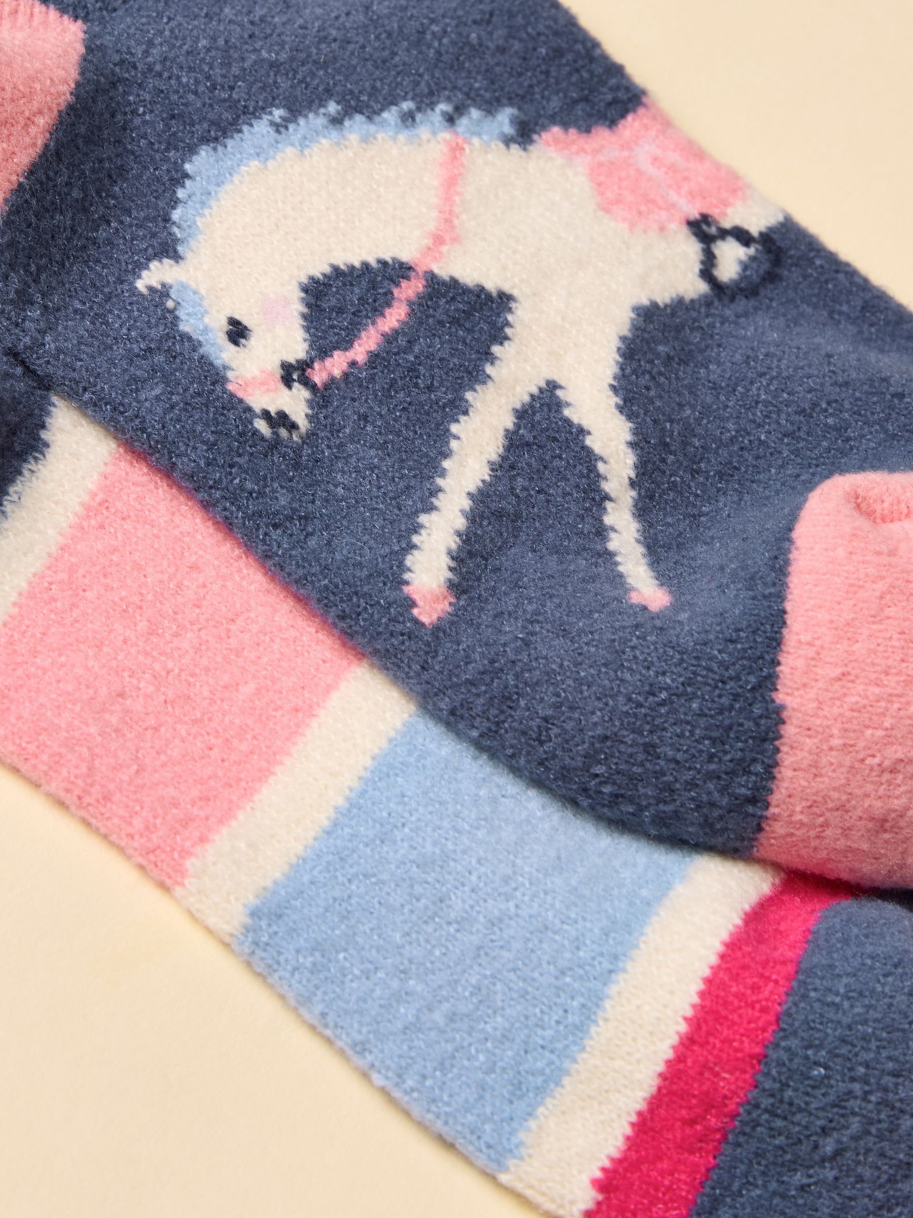 Kids' Warmly Navy & Pink Horse Cosy Sock 2 Pack - Image 3 of 3