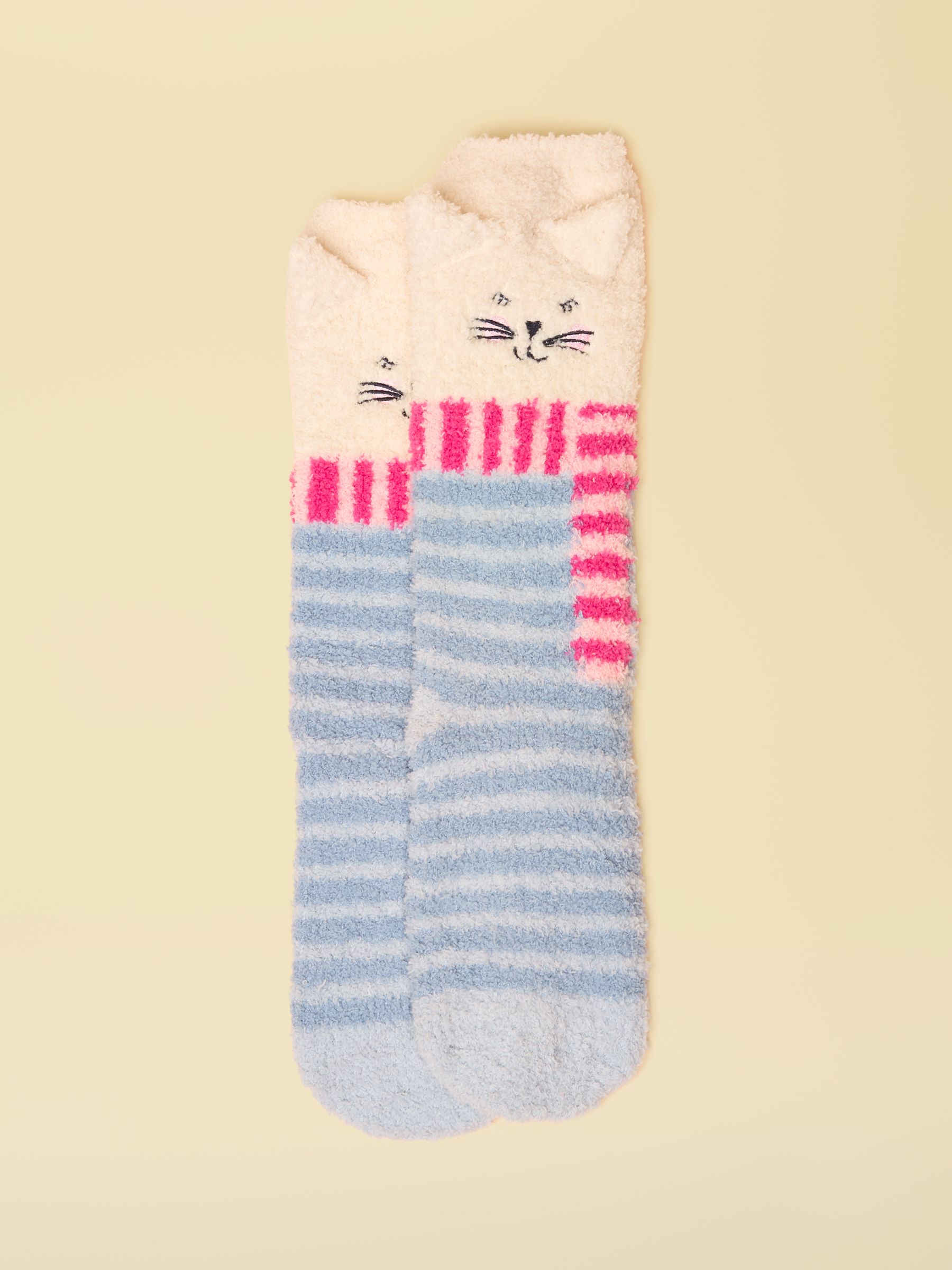 Kids' Fluffy Cat Blue/Pink Character Socks - Image 1 of 3 Kids' Fluffy Cat Blue/Pink Character Socks - Image 1 of 3