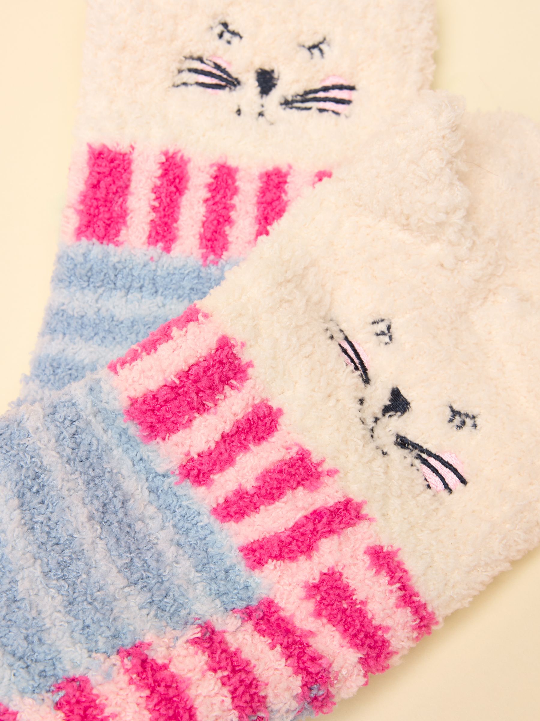 Kids' Fluffy Cat Blue/Pink Character Socks - Image 2 of 3