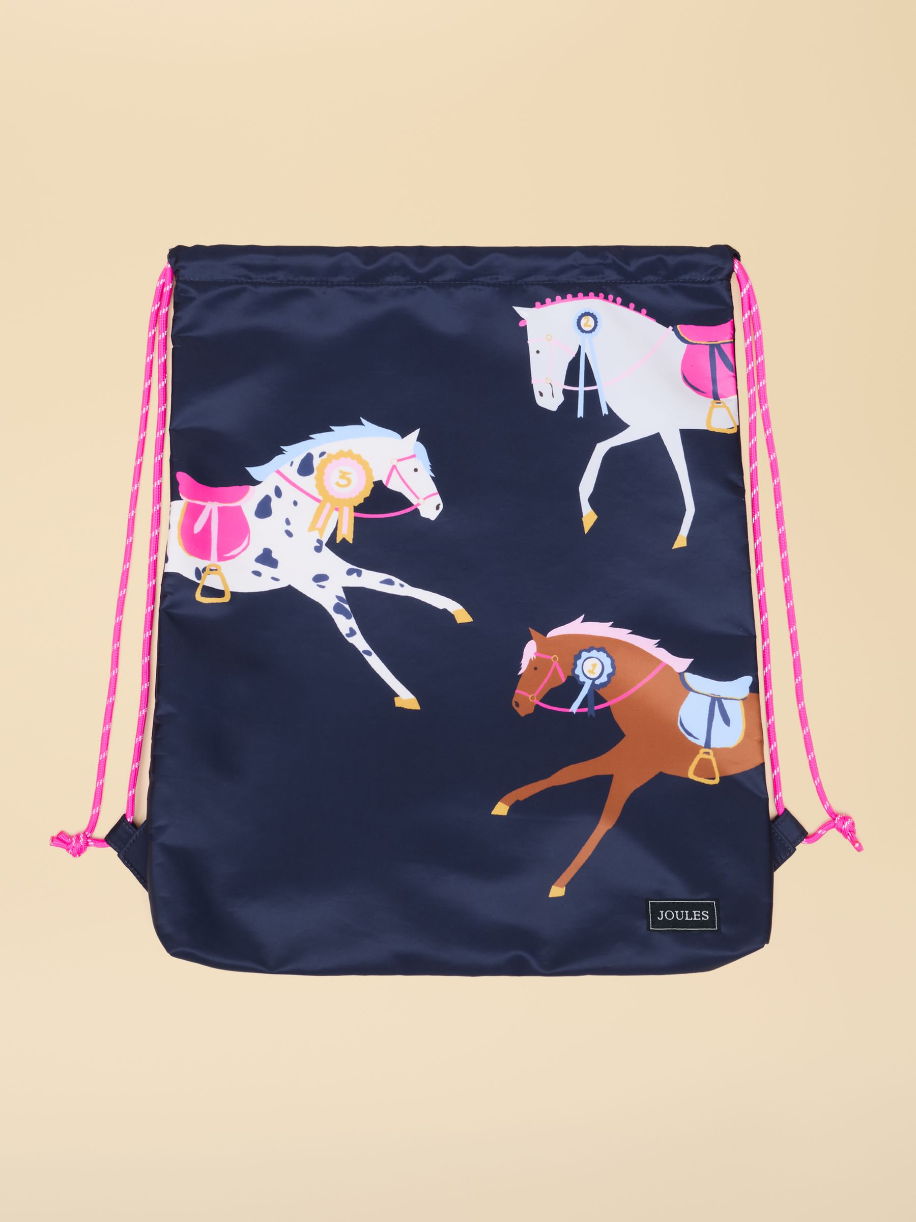 Kids' Adventurer Navy & Pink Horse Drawstring Bag - Image 1 of 3