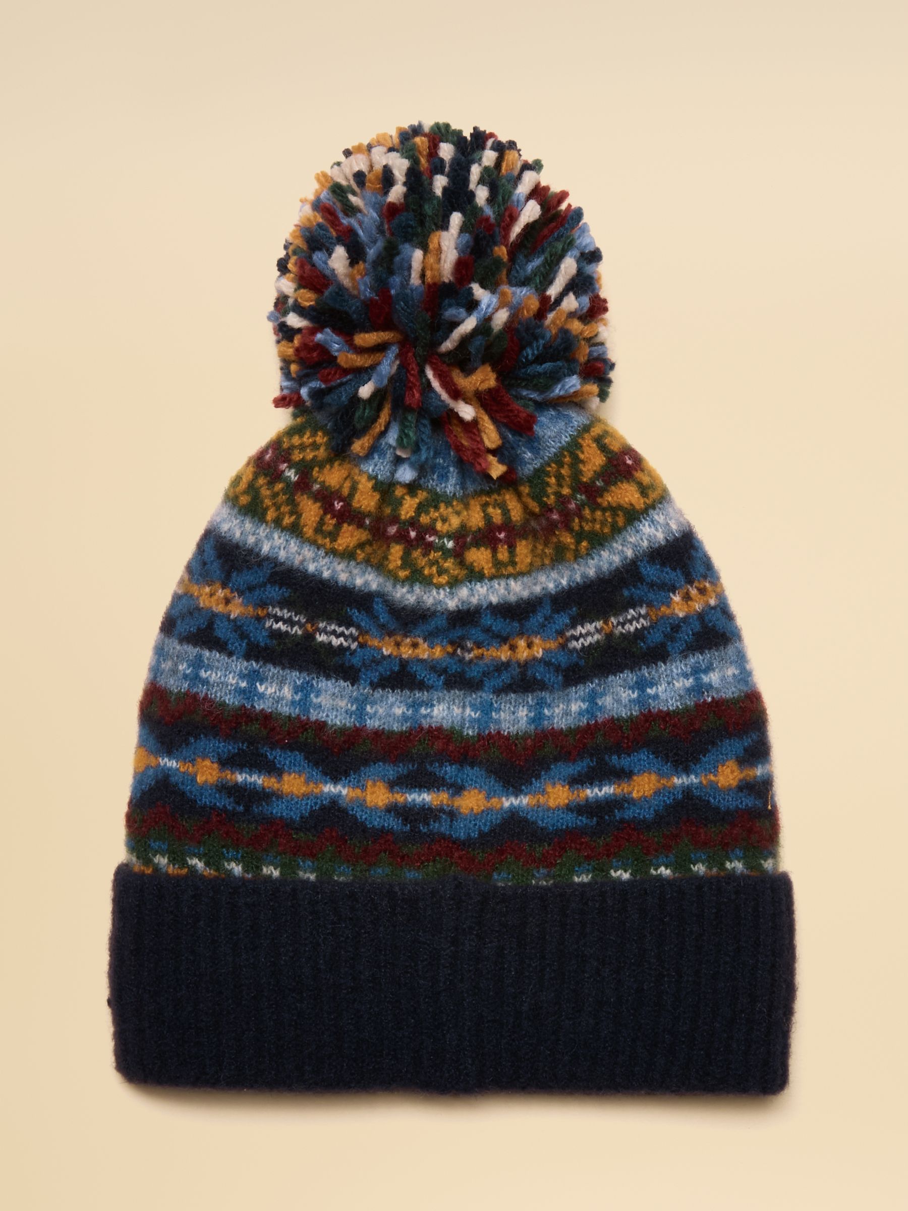 Riley Multi Navy Cosy Lined Fair Isle Bobble Hat - Image 2 of 5