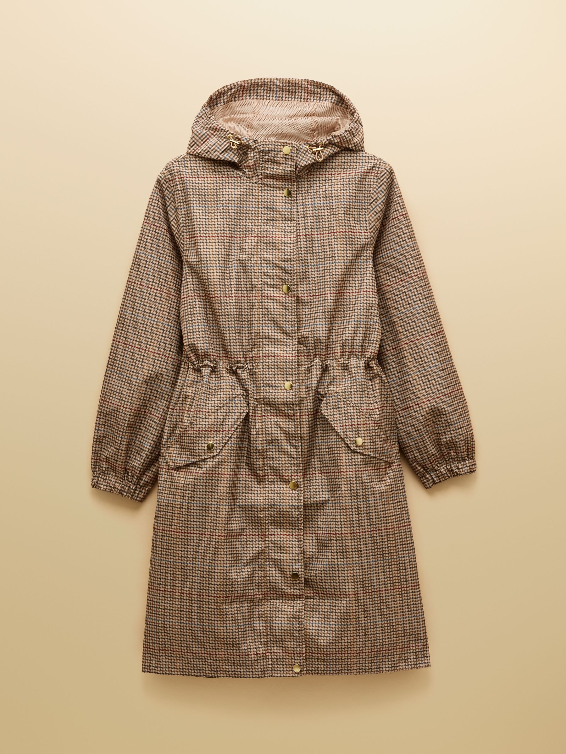 Holkham Neutral Check Waterproof Packable Raincoat With Hood - Image 10 of 10