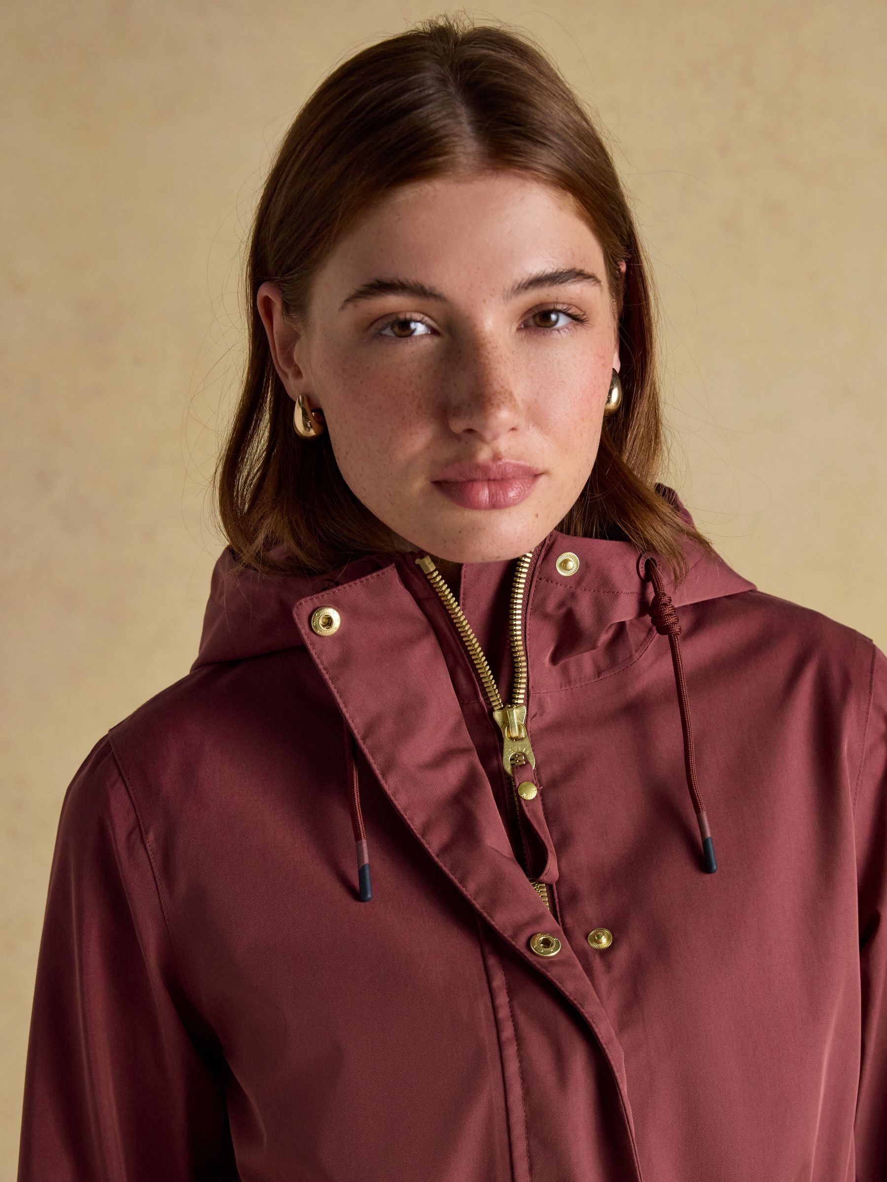 Portwell Burgundy Waterproof Raincoat With Hood and Adjustable Waist - Image 9 of 11