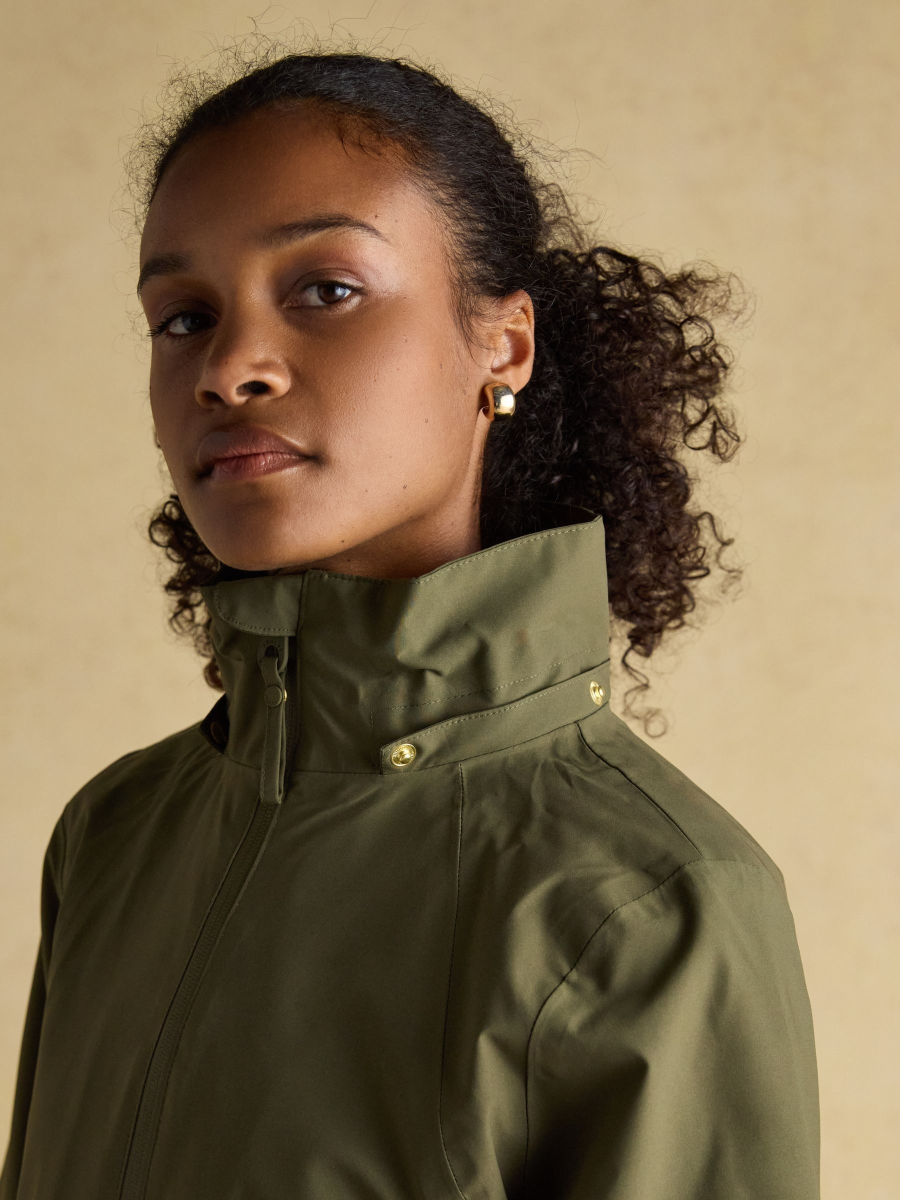 joules Rainaway Green Lightweight Waterproof Longline Raincoat with ...