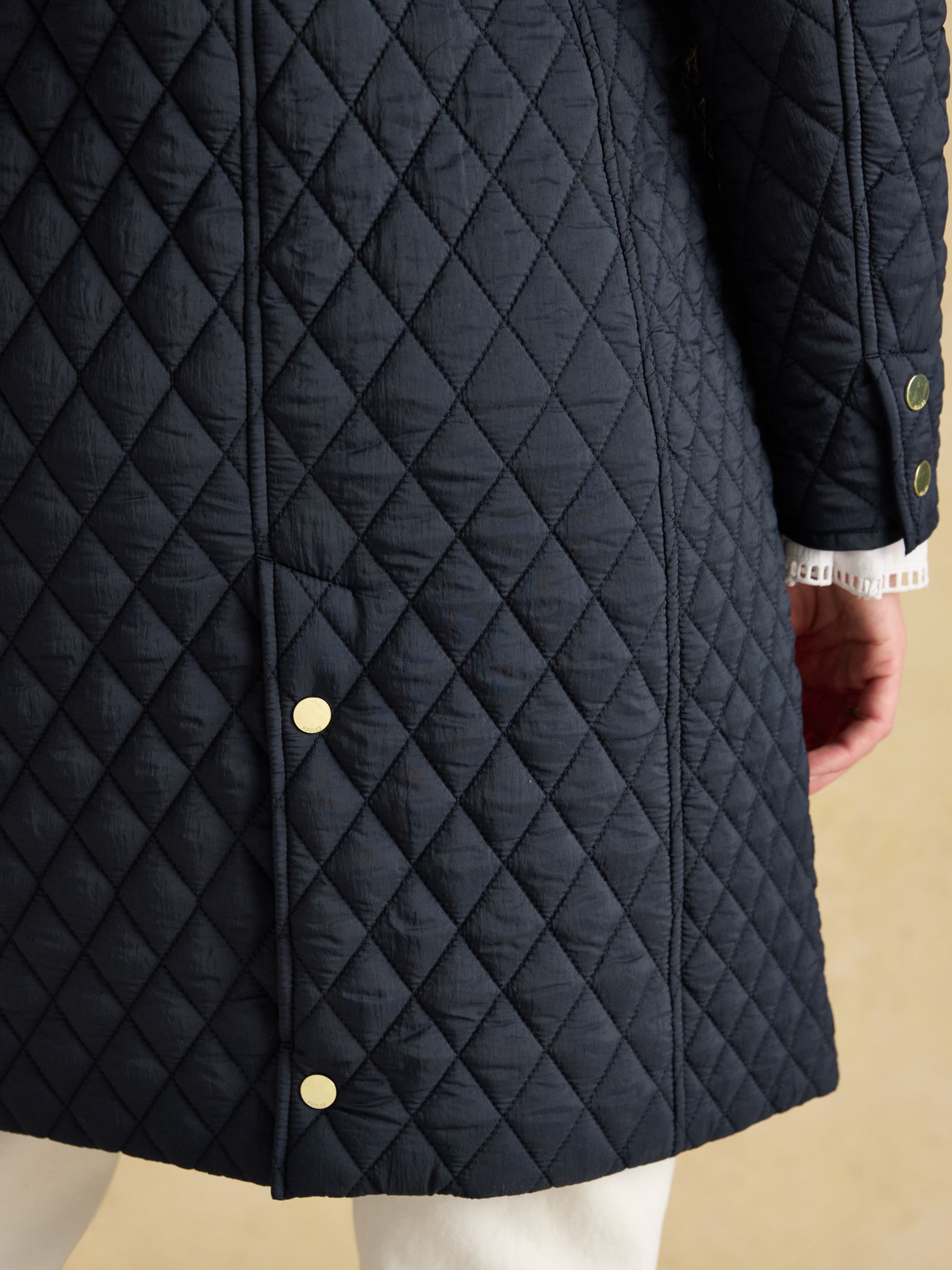 Rosewell Navy Longline Diamond Quilted Showerproof Coat with Collar - Image 12 of 12