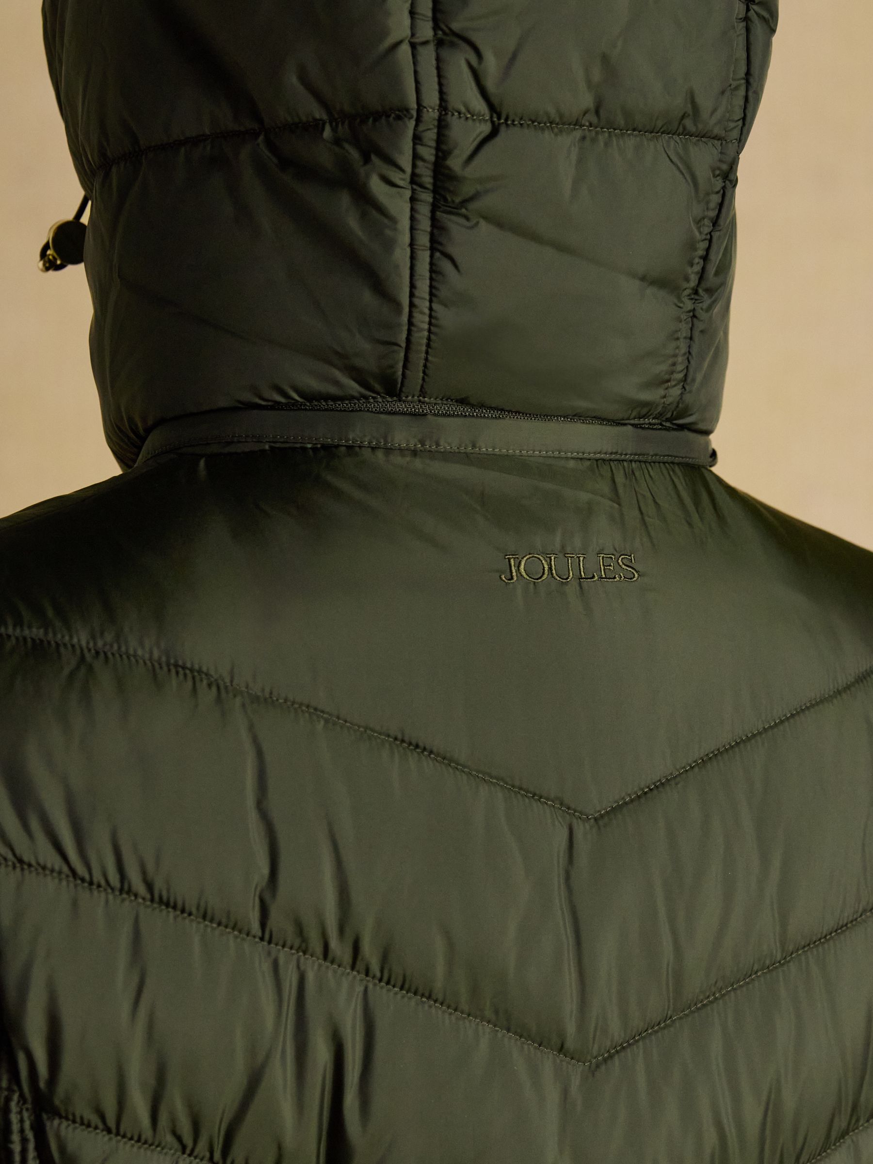 Pembury Khaki Green Showerproof Longline Padded Coat with Hood - Image 9 of 11