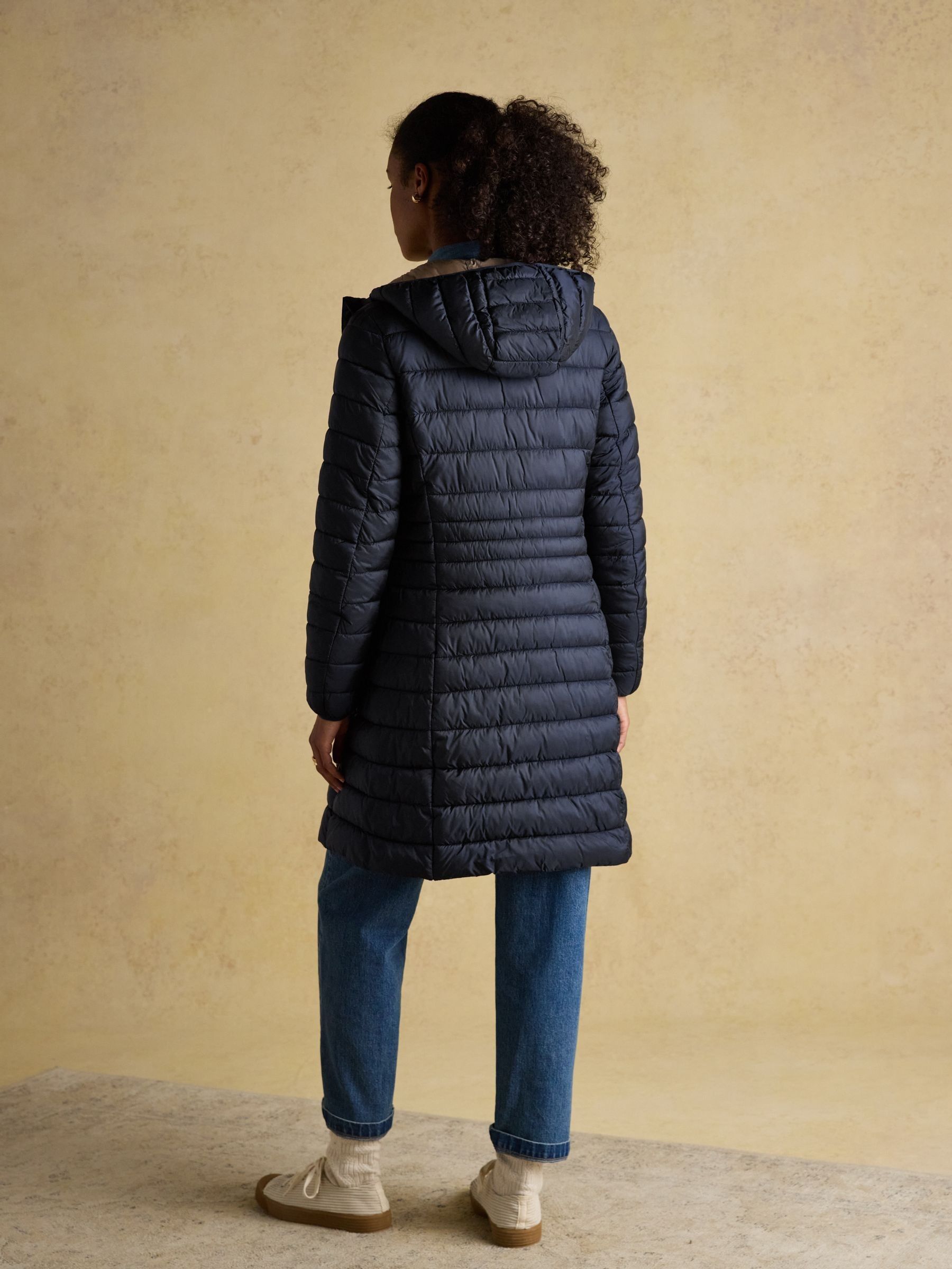 Kenley Navy Showerproof Long Padded Coat with Hood - Image 2 of 10