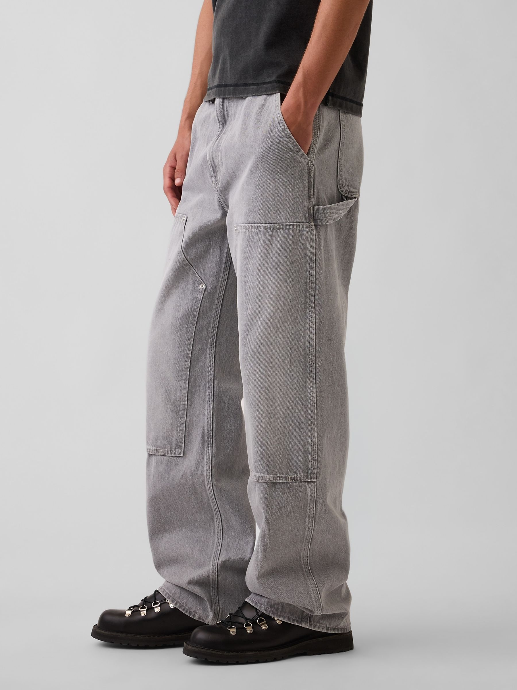 Grey 90s Loose Double-Knee Carpenter Jeans - Image 3 of 6