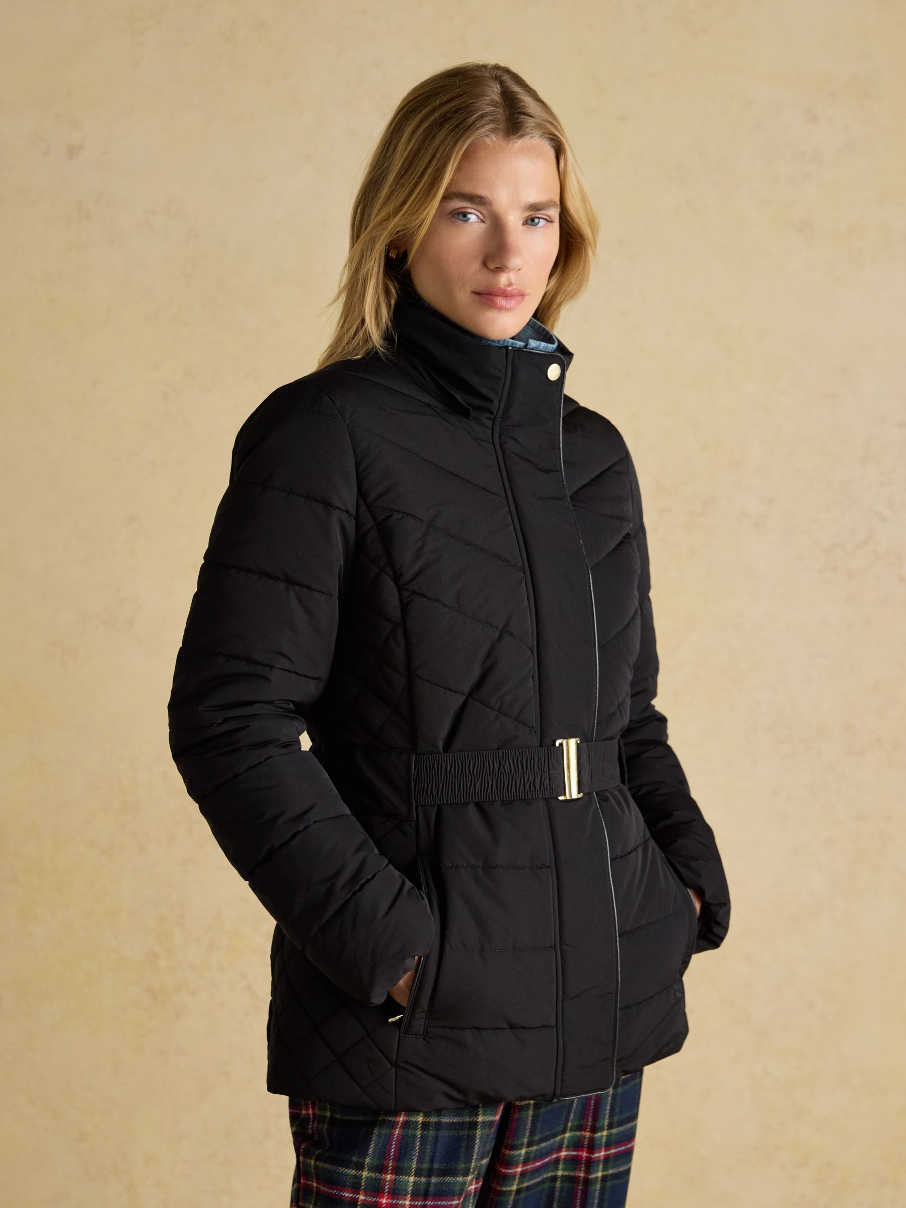 Aspen Black Showerproof Padded Coat with Faux Fur Hood - Image 6 of 12