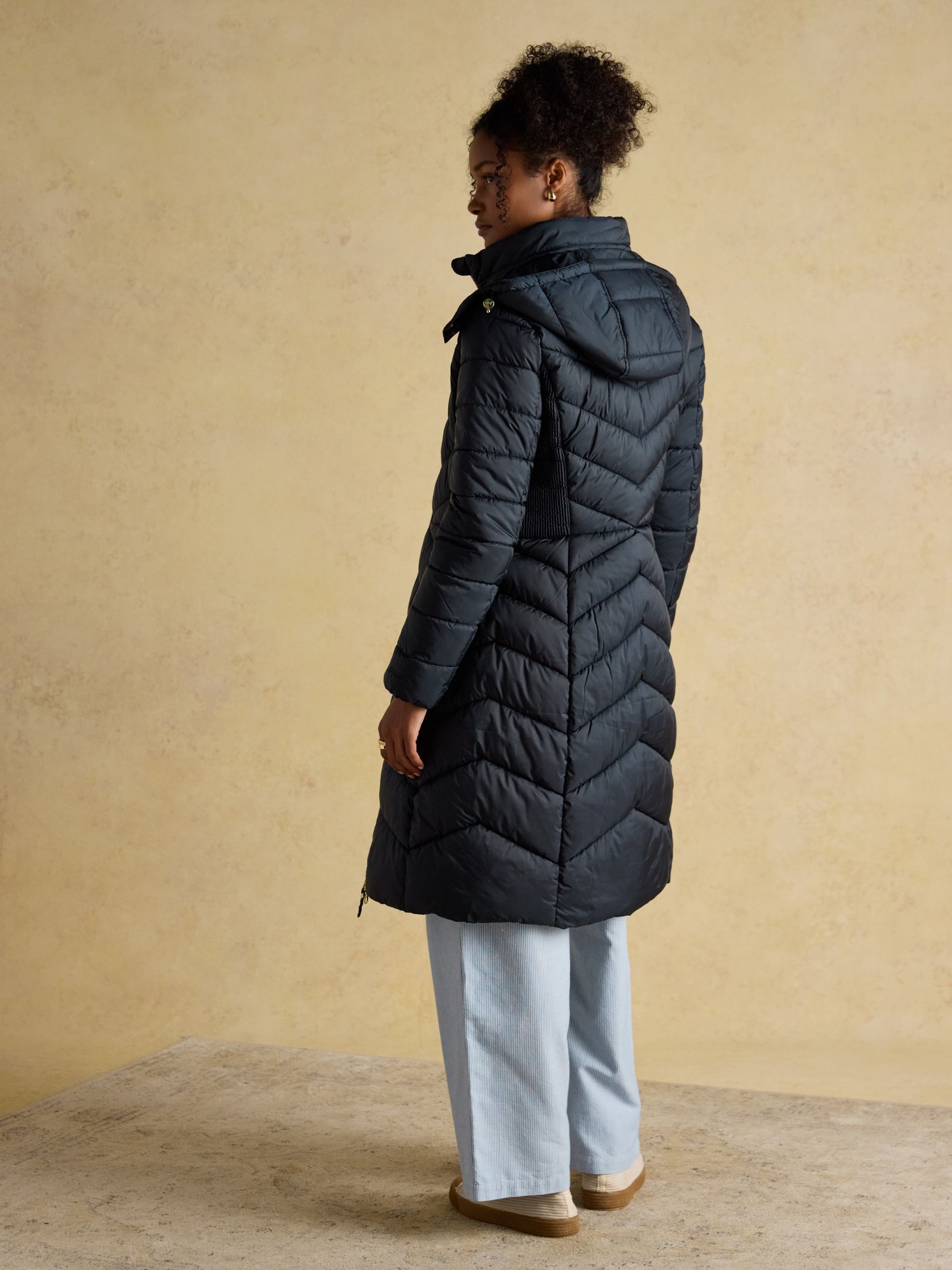 Pembury Navy Showerproof Longline Padded Coat with Hood - Image 2 of 14