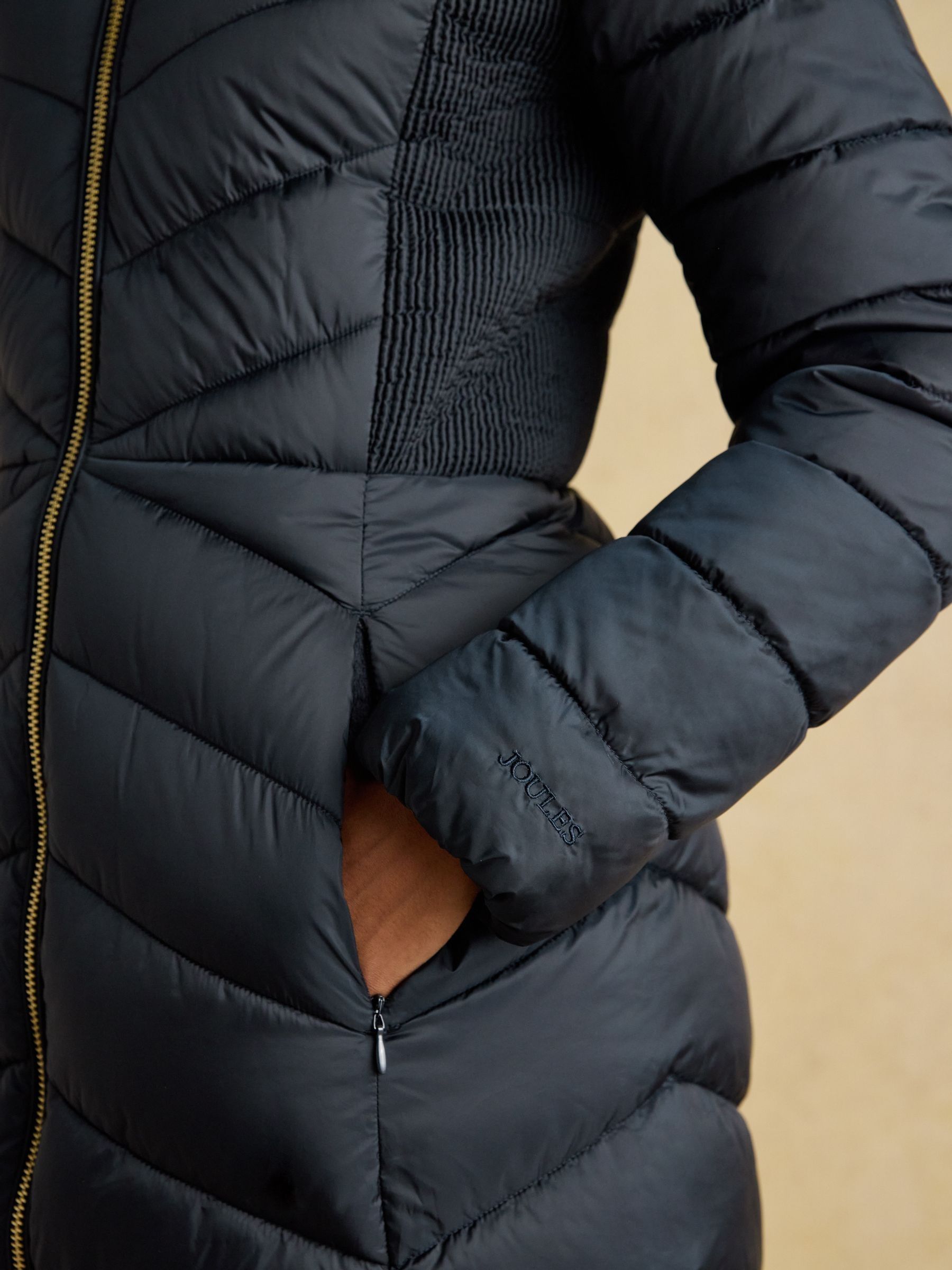 Pembury Navy Showerproof Longline Padded Coat with Hood - Image 7 of 14