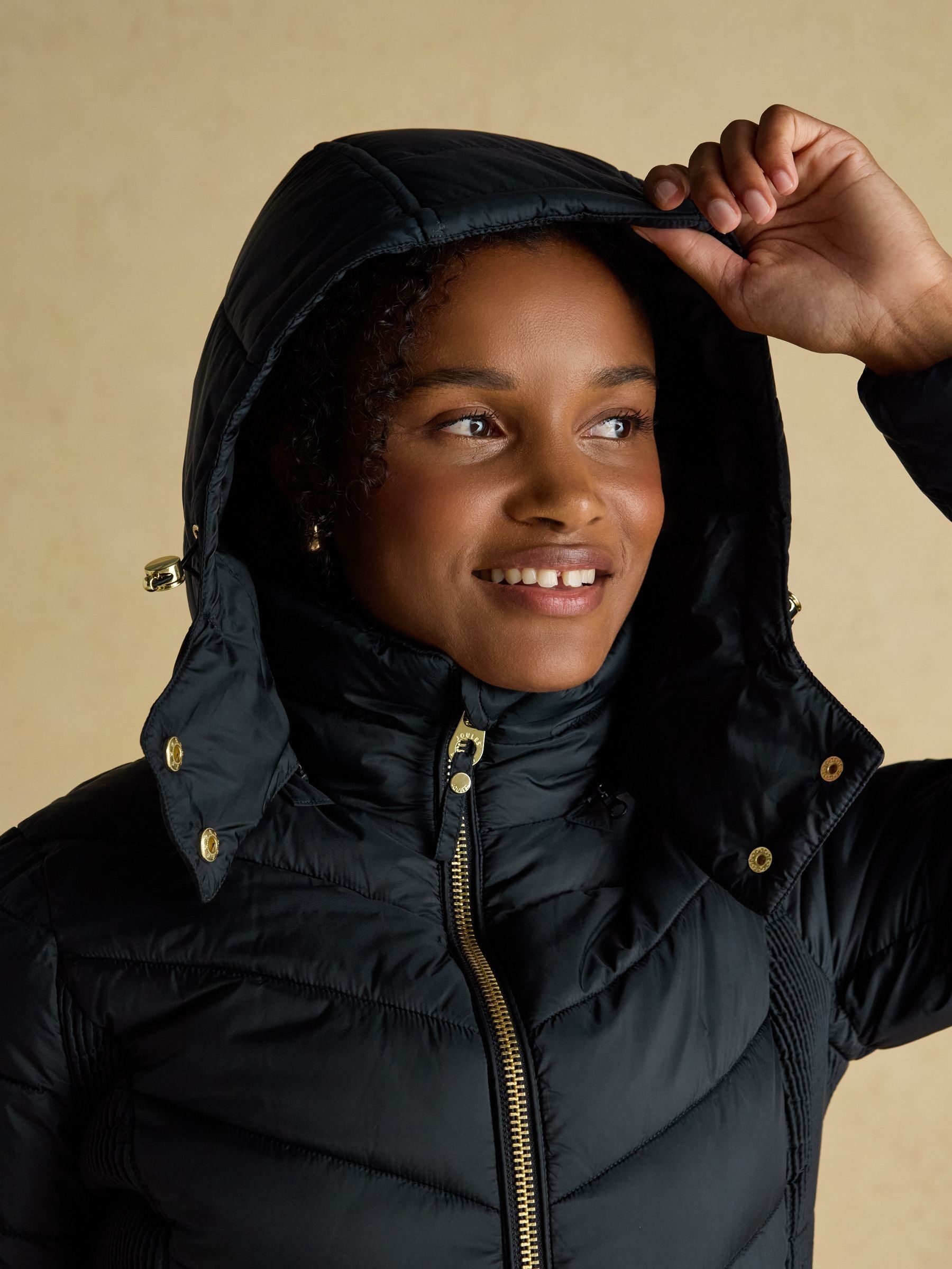 Pembury Navy Showerproof Longline Padded Coat with Hood - Image 9 of 14