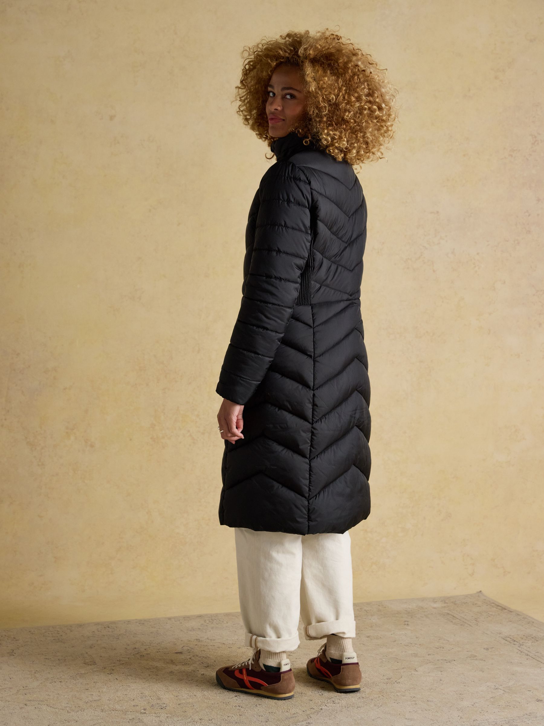 Pembury Black Showerproof Longline Padded Coat with Hood - Image 2 of 11