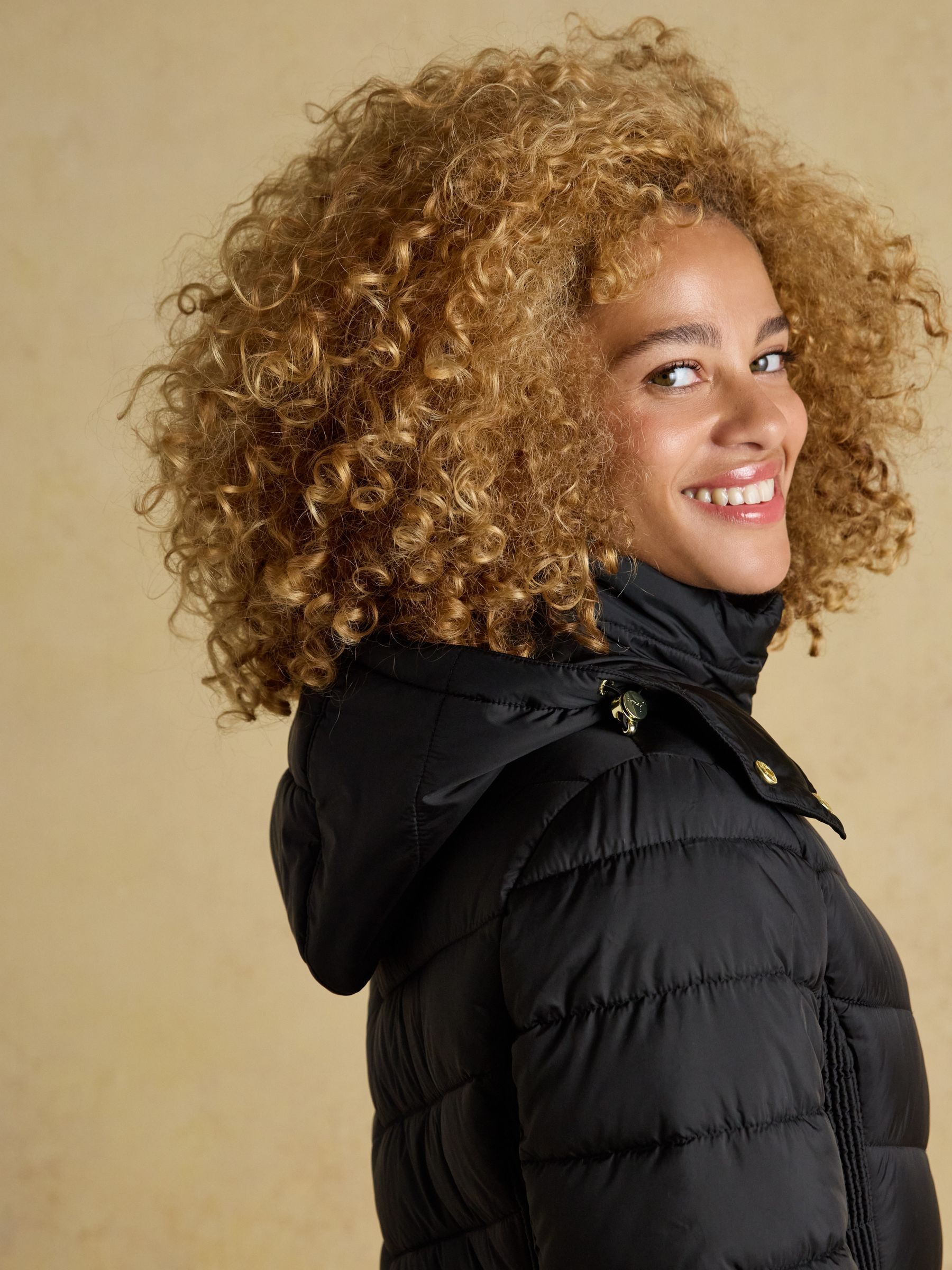 Pembury Black Showerproof Longline Padded Coat with Hood - Image 7 of 11