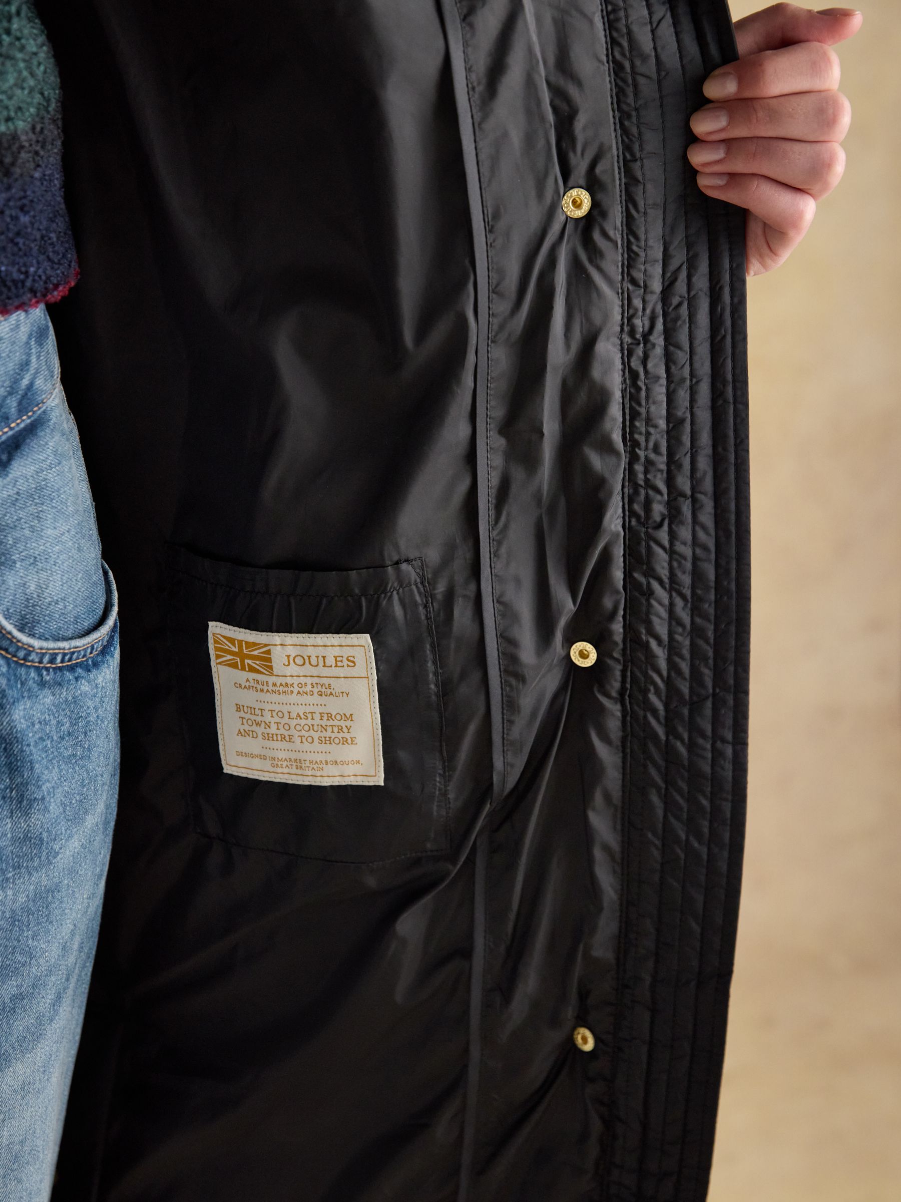 Pitchside Black Longline Showerproof Padded Coat - Image 6 of 11