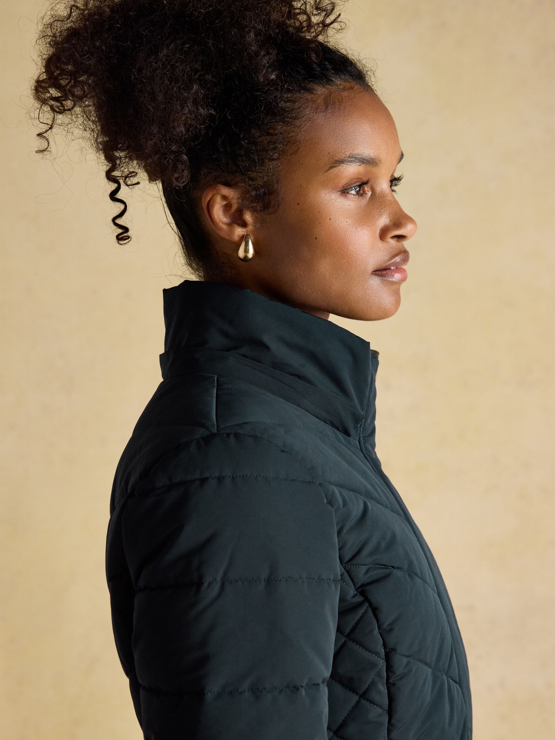 Aspen Navy Showerproof Longline Padded Coat with Faux Fur Hood - Image 14 of 15