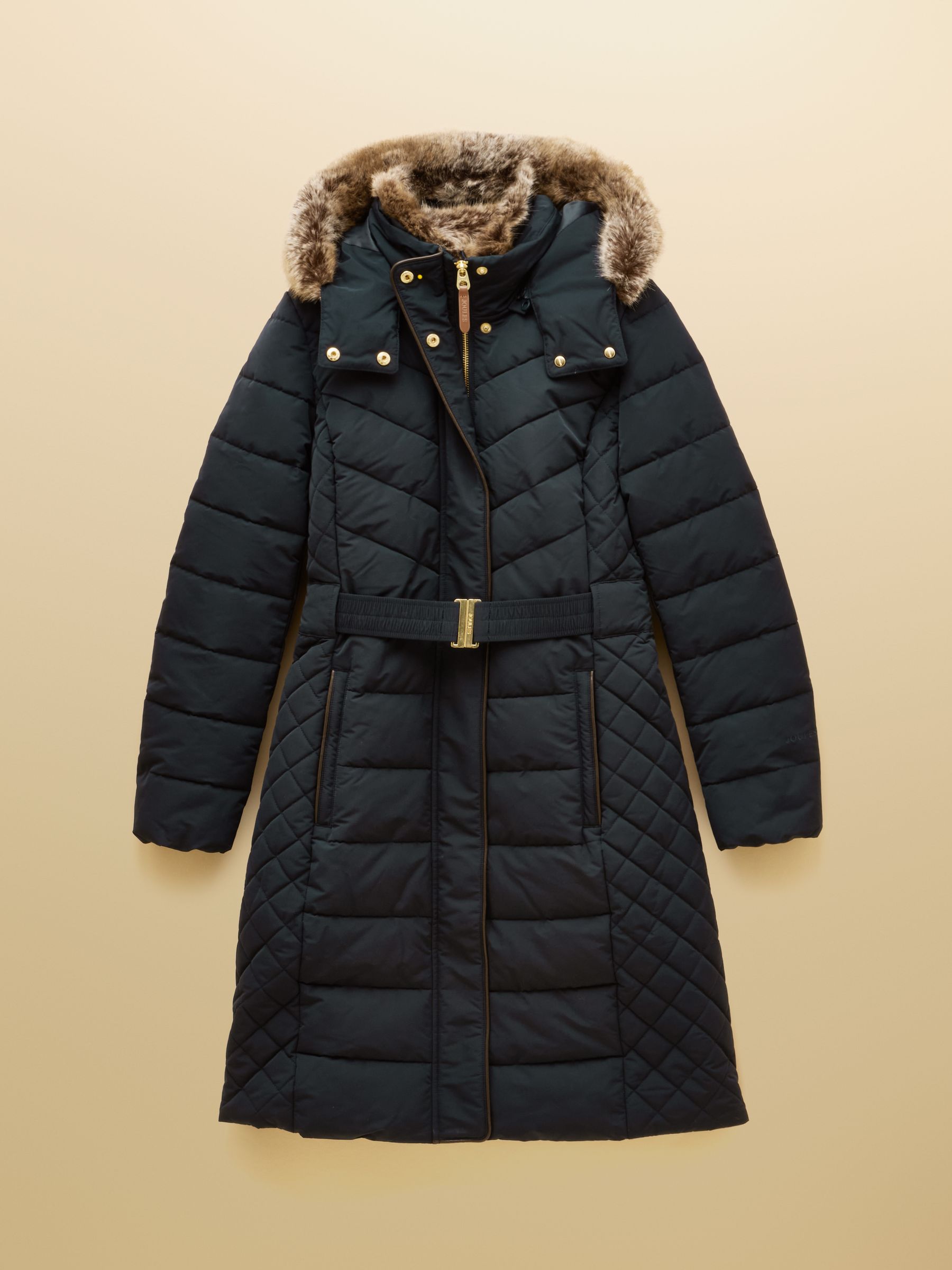 Aspen Navy Showerproof Longline Padded Coat with Faux Fur Hood - Image 15 of 15 Aspen Navy Showerproof Longline Padded Coat with Faux Fur Hood - Image 15 of 15
