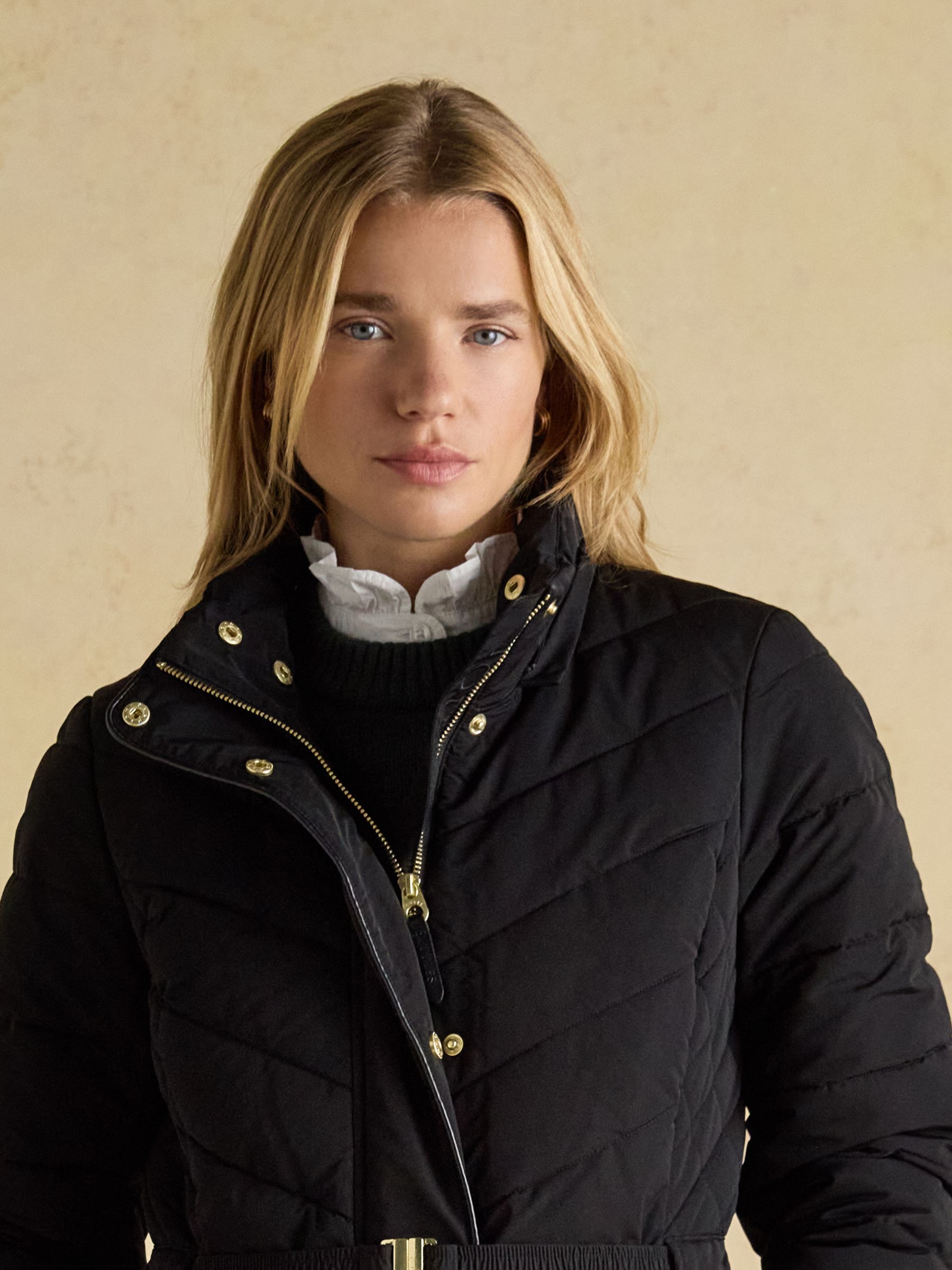 Aspen Black Showerproof Longline Padded Coat with Faux Fur Hood - Image 13 of 14