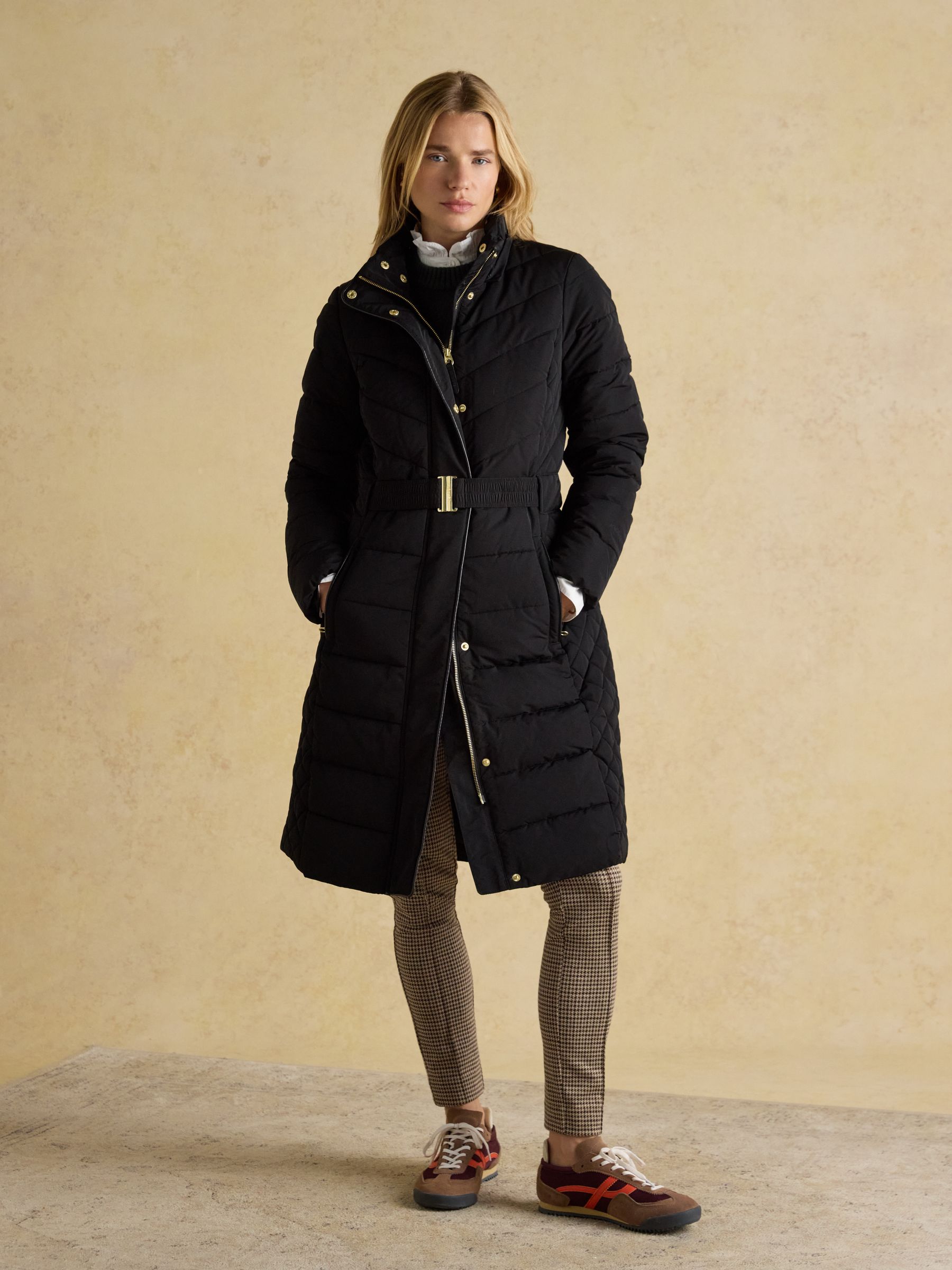 Aspen Black Showerproof Longline Padded Coat with Faux Fur Hood - Image 7 of 14
