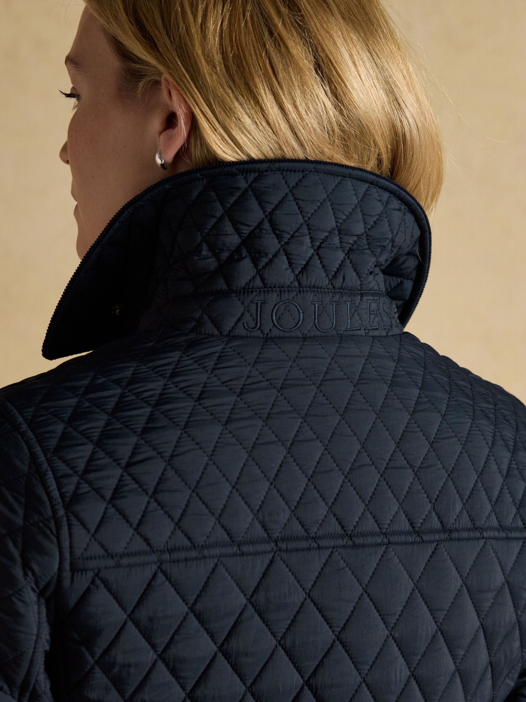 Highclere Navy Showerproof Diamond Quilted Jacket with Adjustable Waist - Image 10 of 12