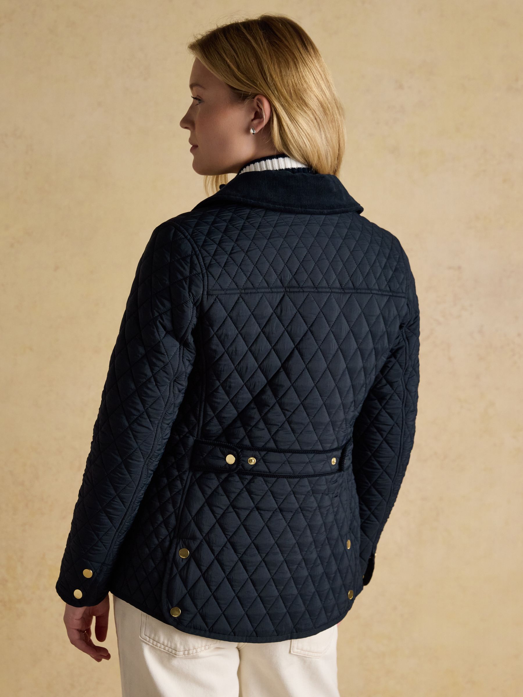 Highclere Navy Showerproof Diamond Quilted Jacket with Adjustable Waist - Image 2 of 12 Highclere Navy Showerproof Diamond Quilted Jacket with Adjustable Waist - Image 2 of 12