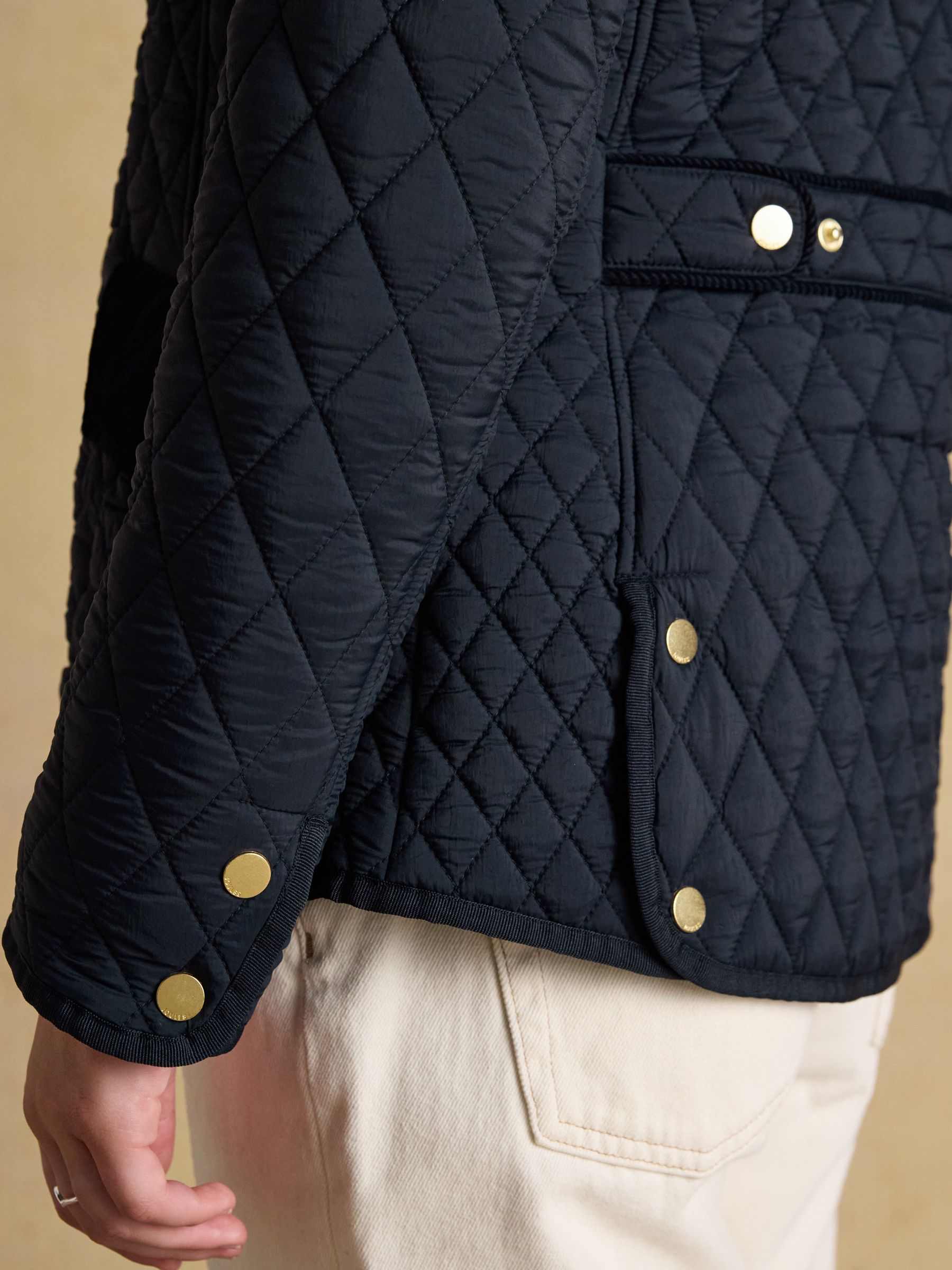 Highclere Navy Showerproof Diamond Quilted Jacket with Adjustable Waist - Image 5 of 12
