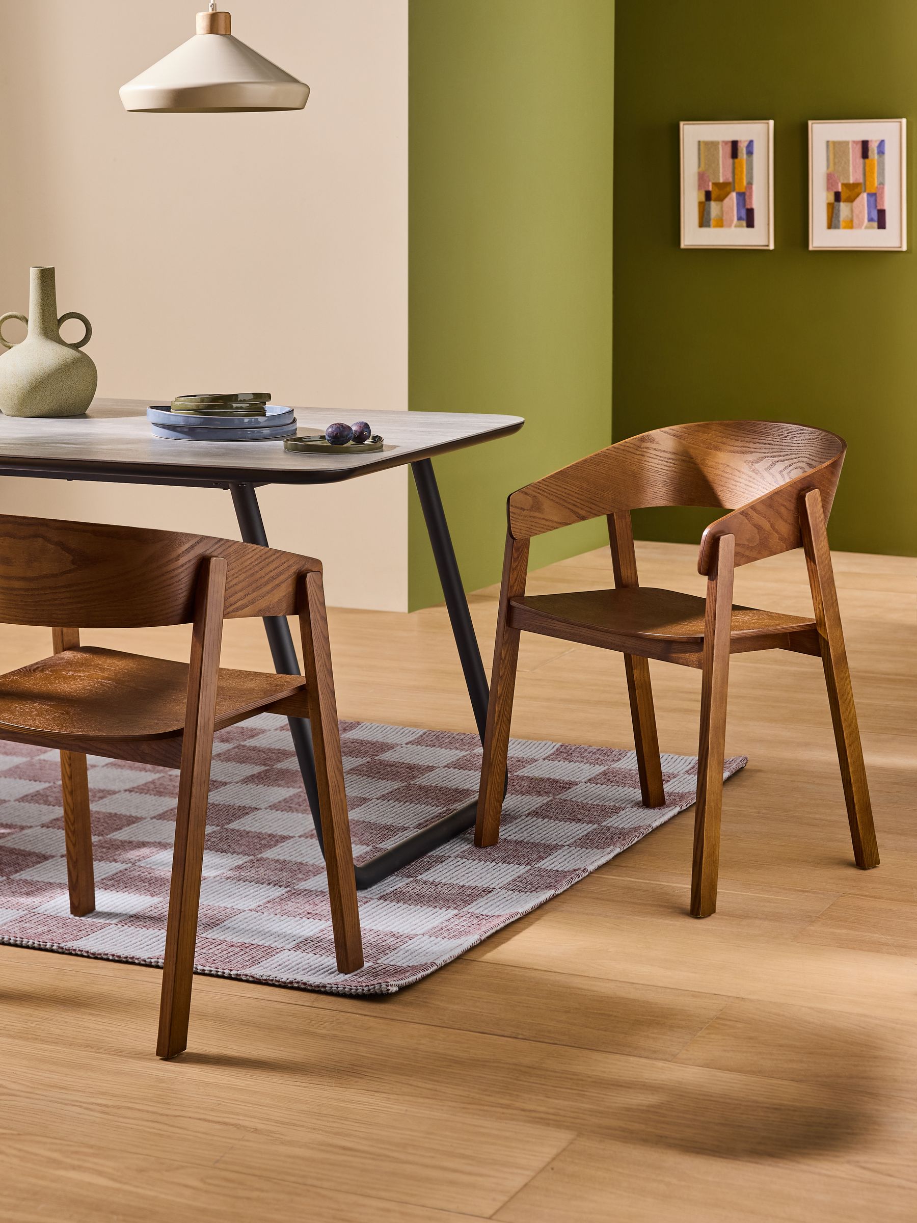 Set of 2 Aster Dining Chairs in Dark Stained Wood - Image 1 of 6 Set of 2 Aster Dining Chairs in Dark Stained Wood - Image 1 of 6