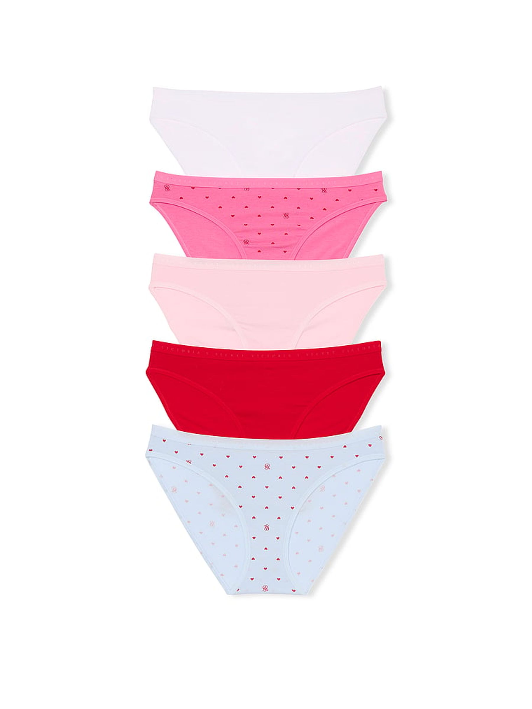 White/Pink/Red/Blue Bikini 5 Pack Knickers - Image 1 of 3