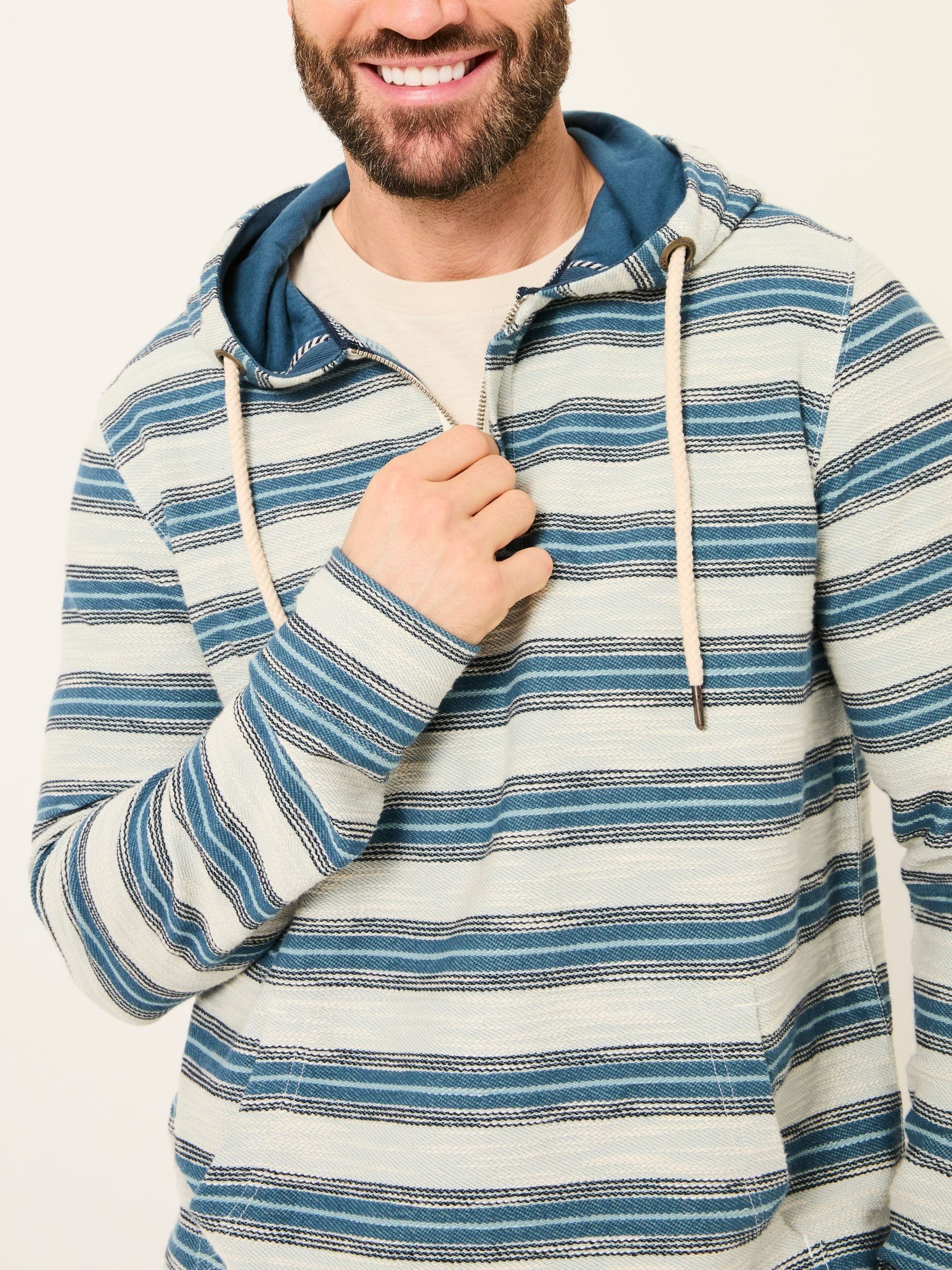 Trescowe Blue Stripe Half Zip Sweat - Image 5 of 9