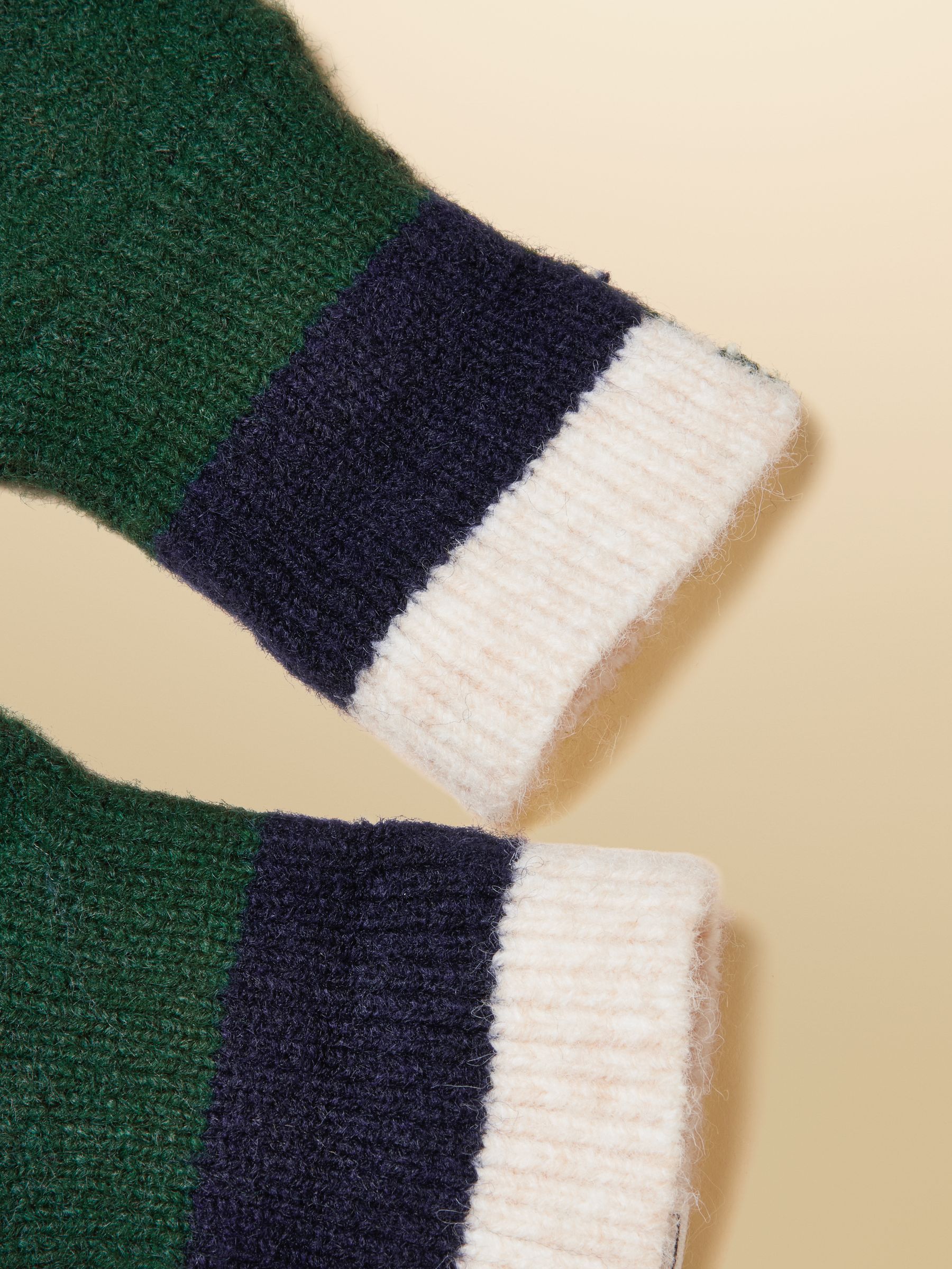 Popley Green & Navy Knitted Gloves - Image 3 of 3