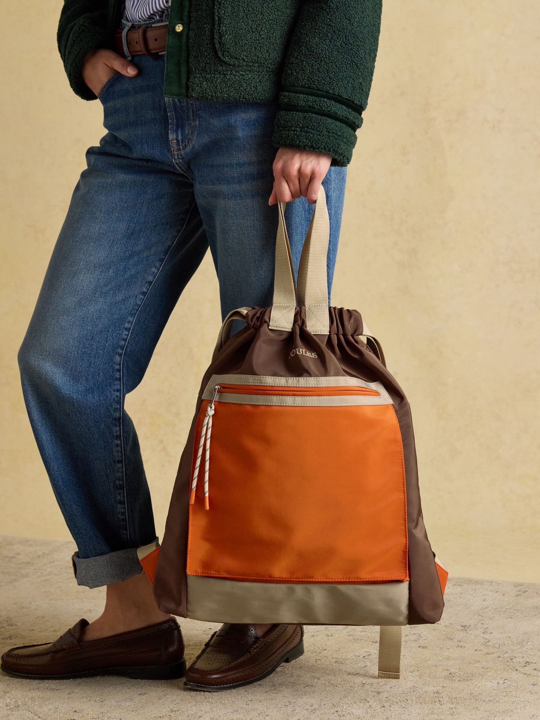 Peplow Brown/Orange Colourblock Rucksack - Image 2 of 8