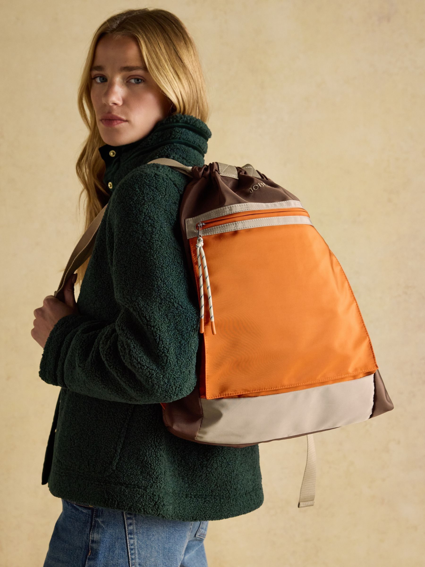 Peplow Brown/Orange Colourblock Rucksack - Image 4 of 8