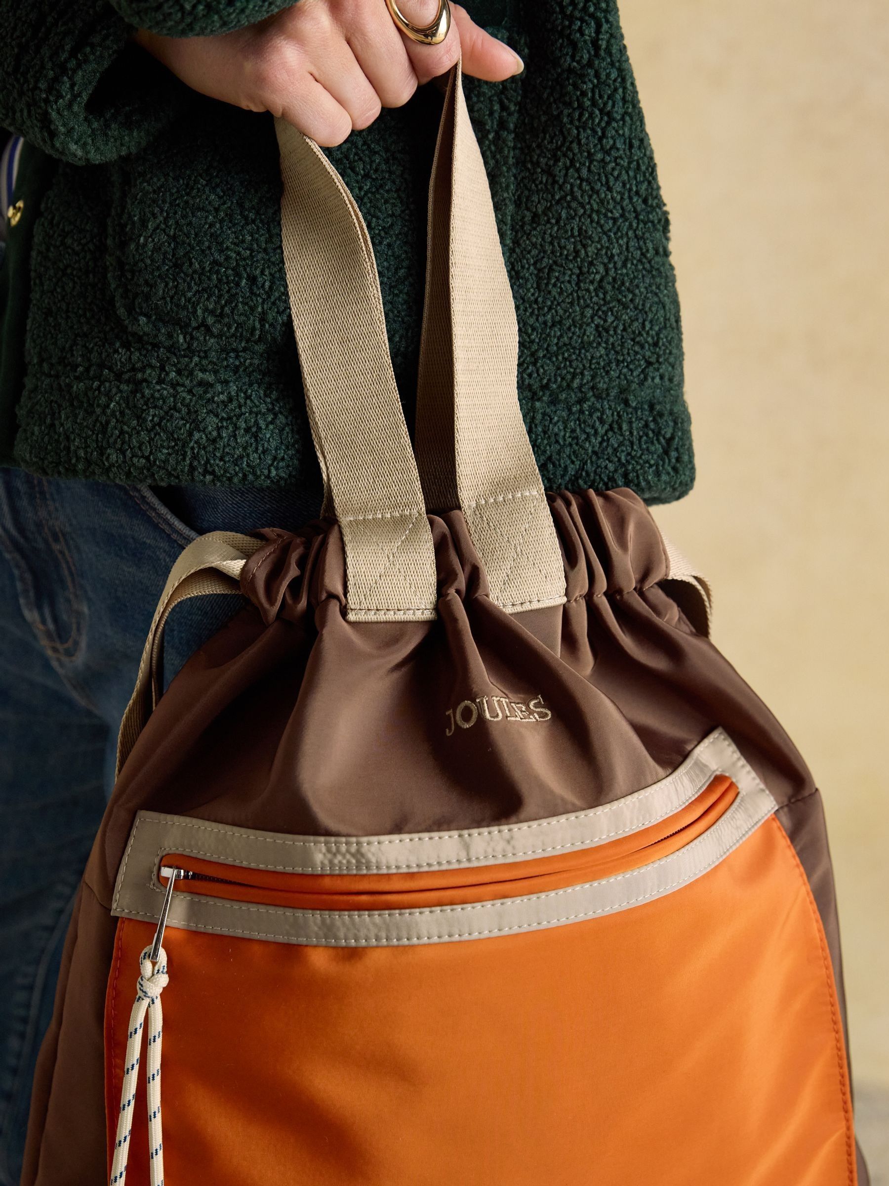 Peplow Brown/Orange Colourblock Rucksack - Image 5 of 8