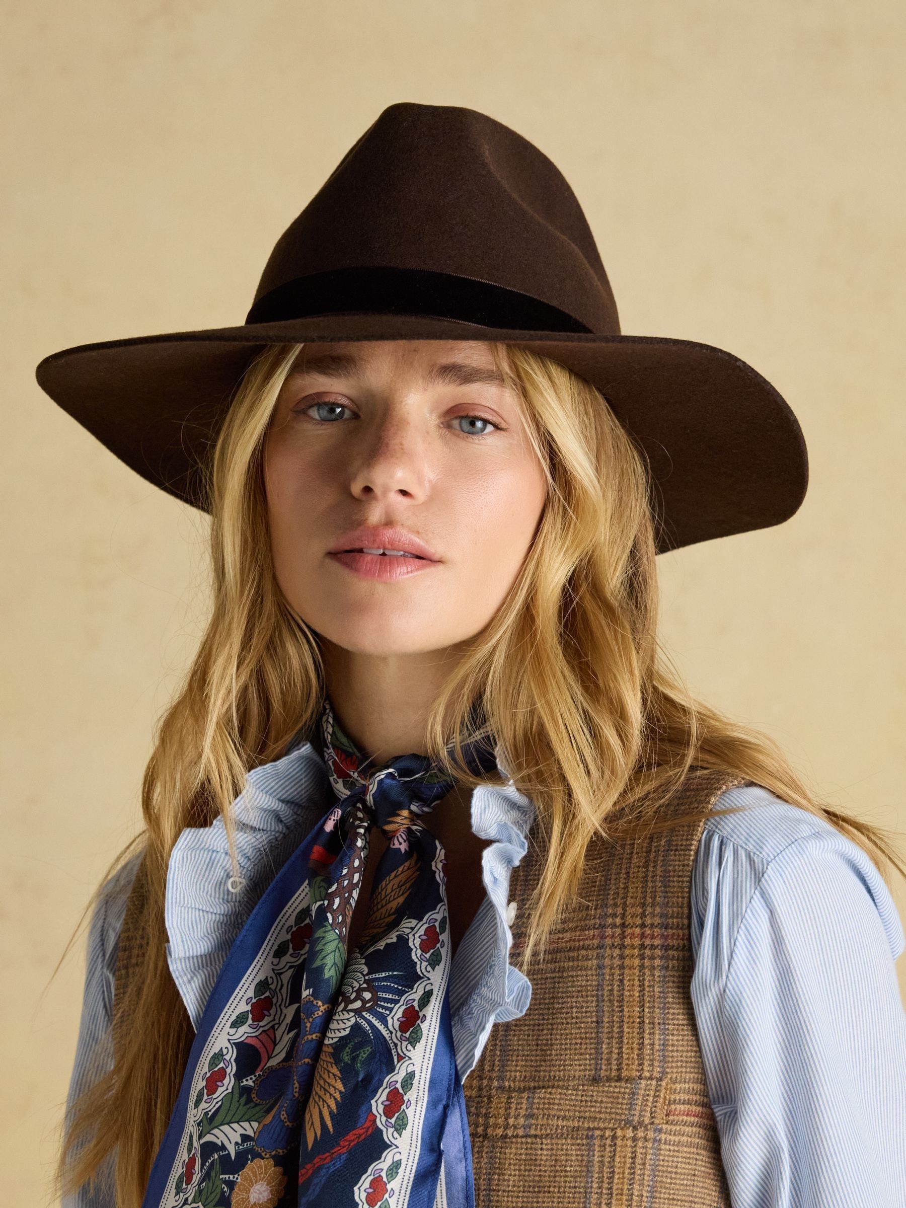 Grove Chocolate Brown Wool Fedora | Joules