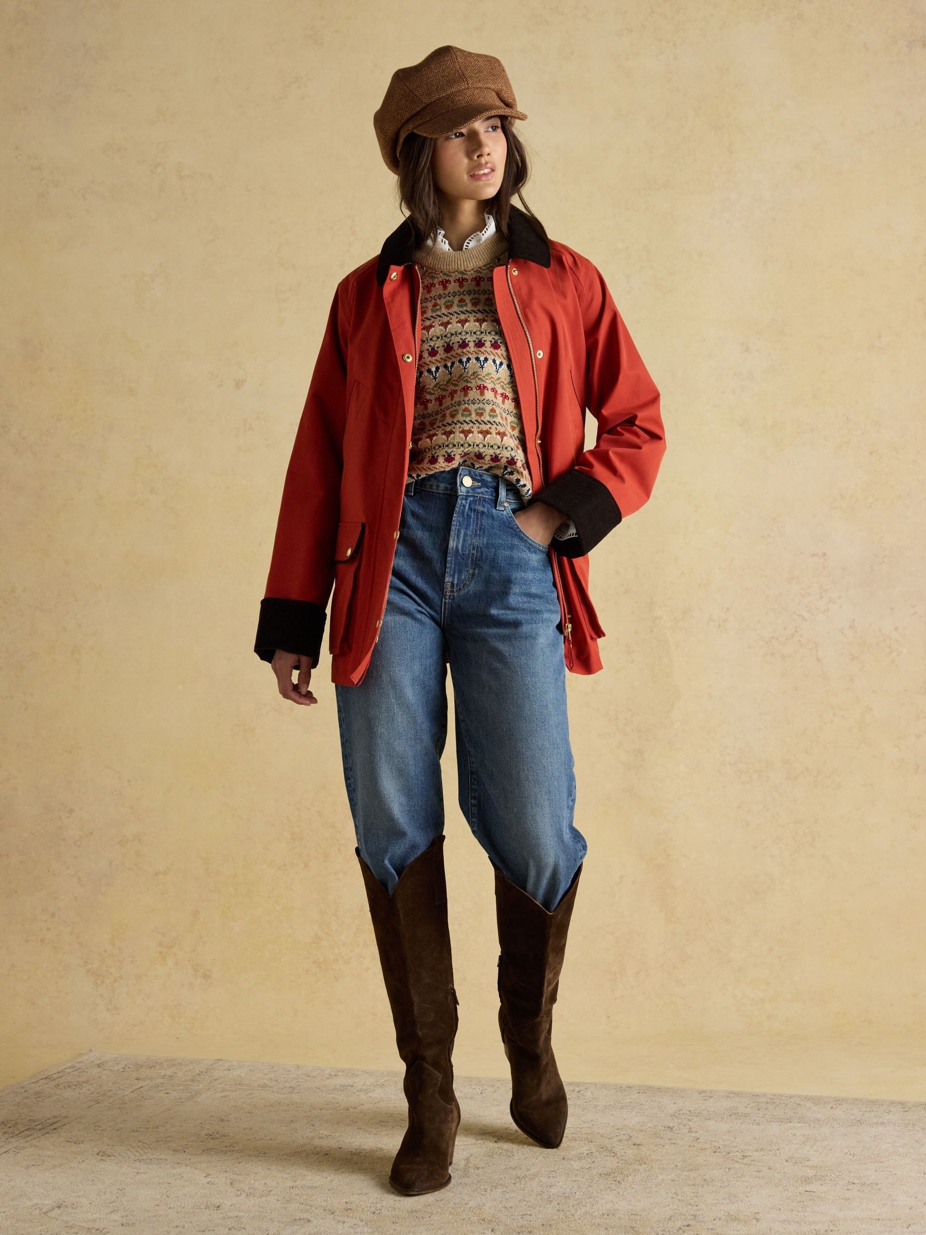 Elvaston Tan Brown Tweed Baker Boy Hat - Image 4 of 8