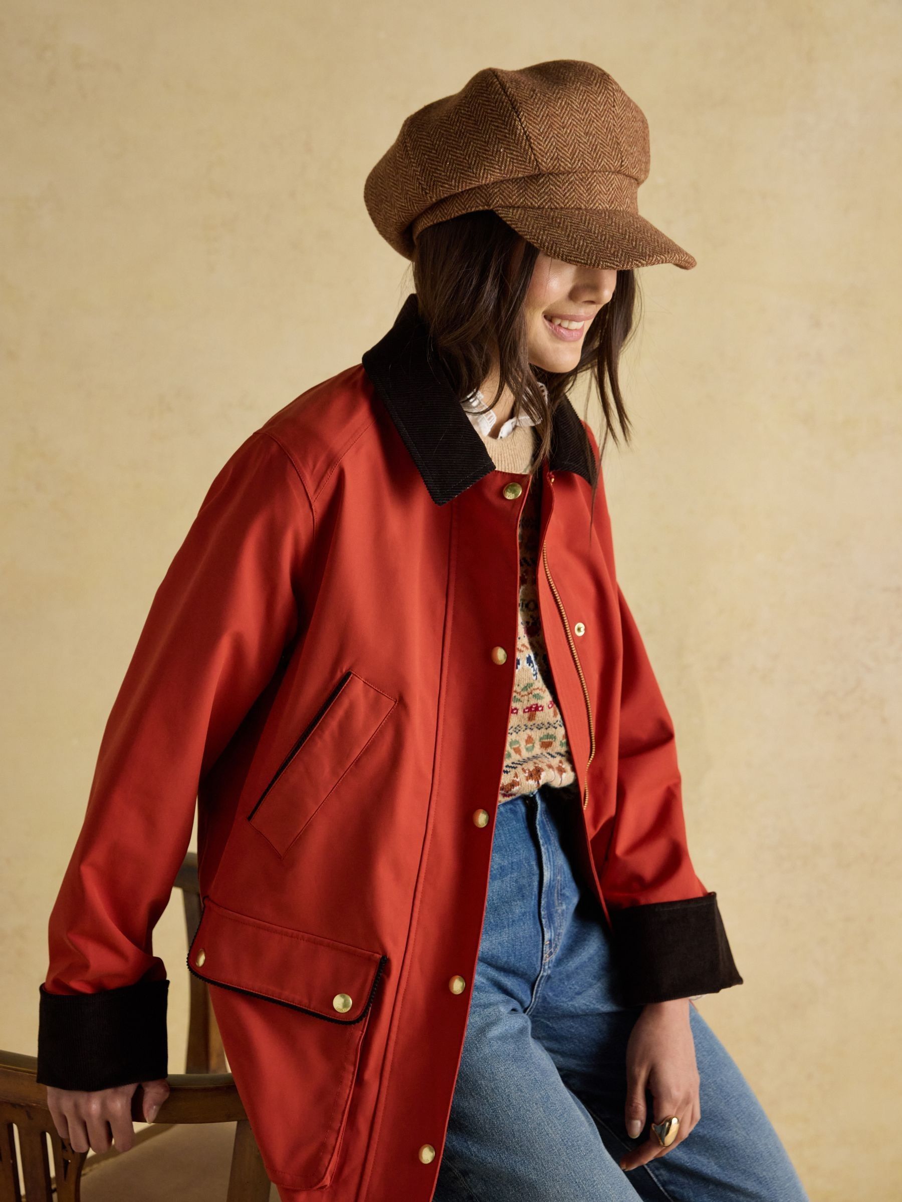 Elvaston Tan Brown Tweed Baker Boy Hat - Image 5 of 8