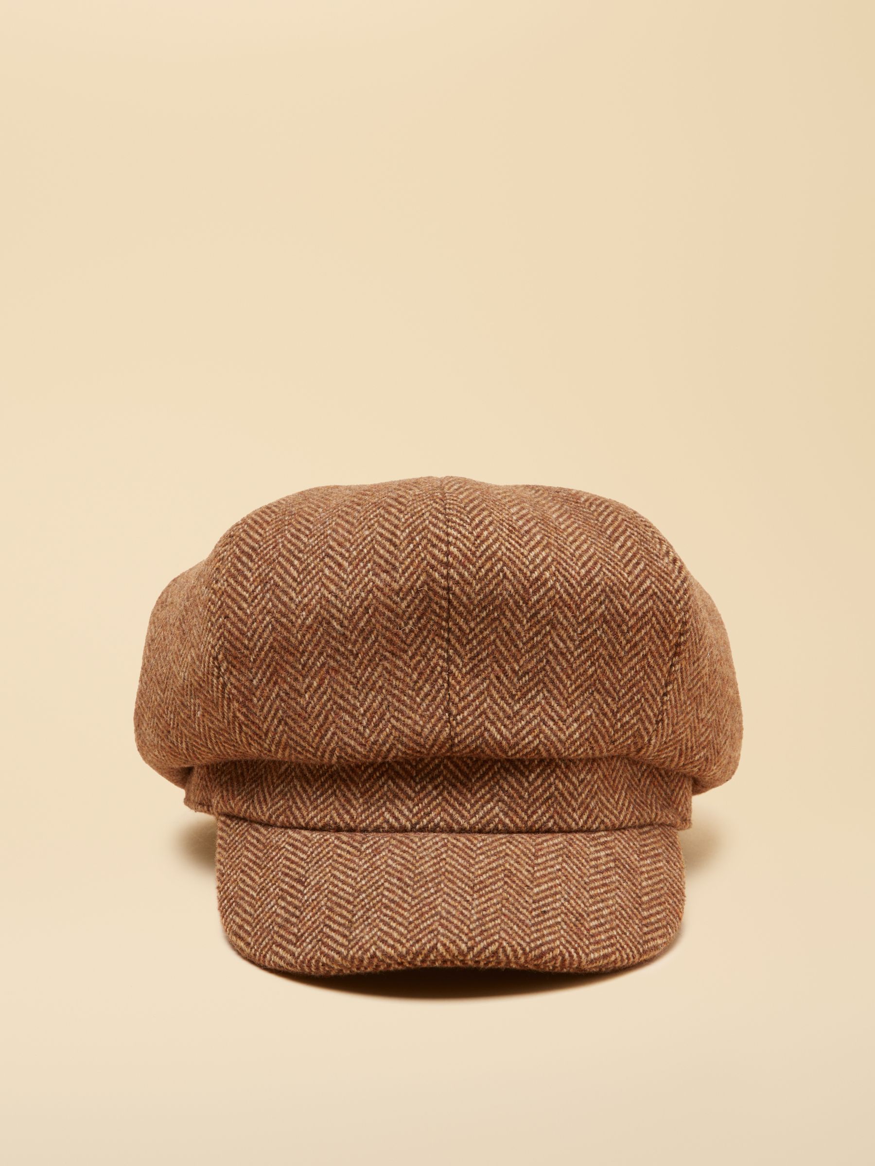 Elvaston Tan Brown Tweed Baker Boy Hat - Image 6 of 8