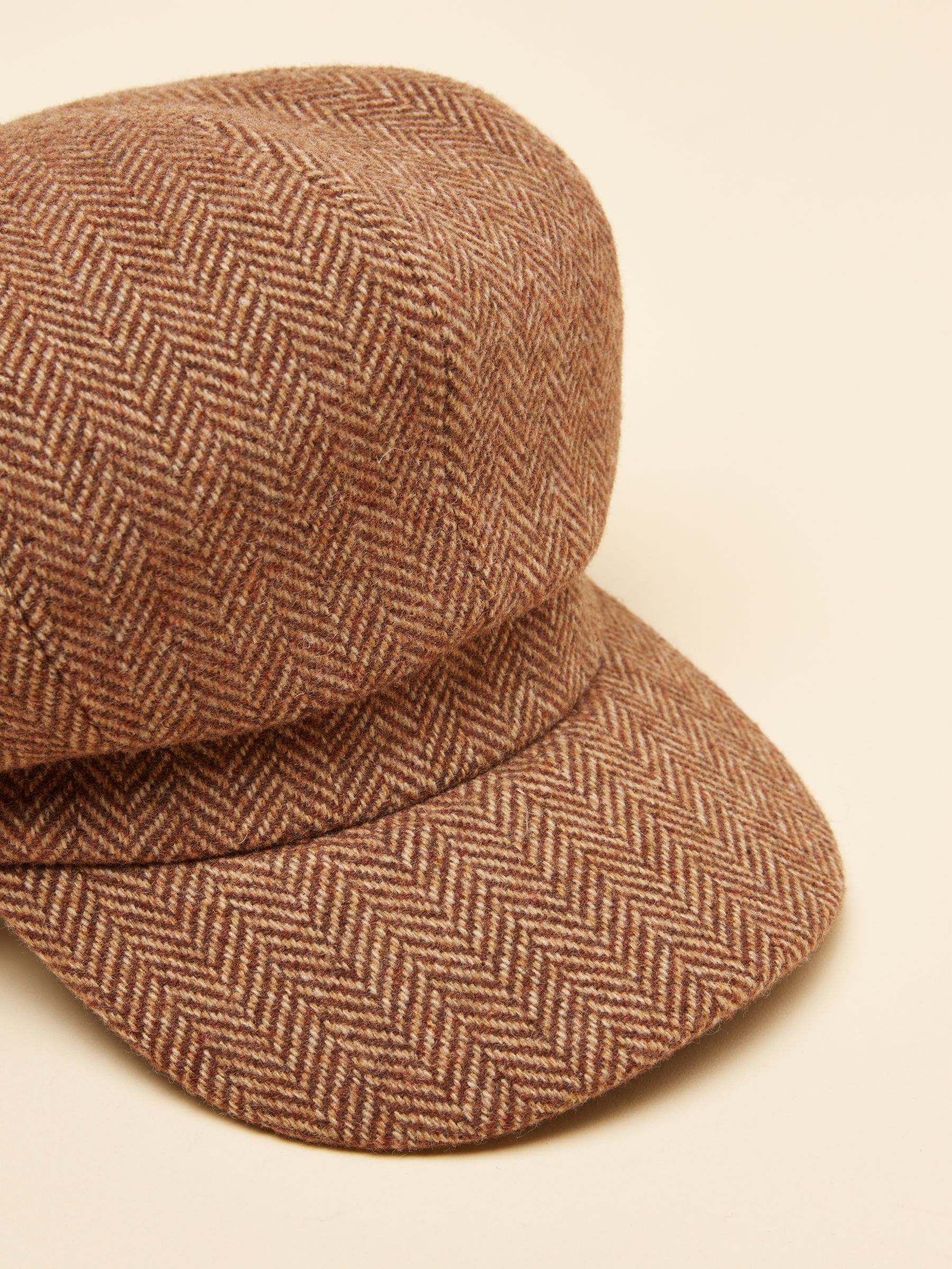Elvaston Tan Brown Tweed Baker Boy Hat - Image 6 of 6