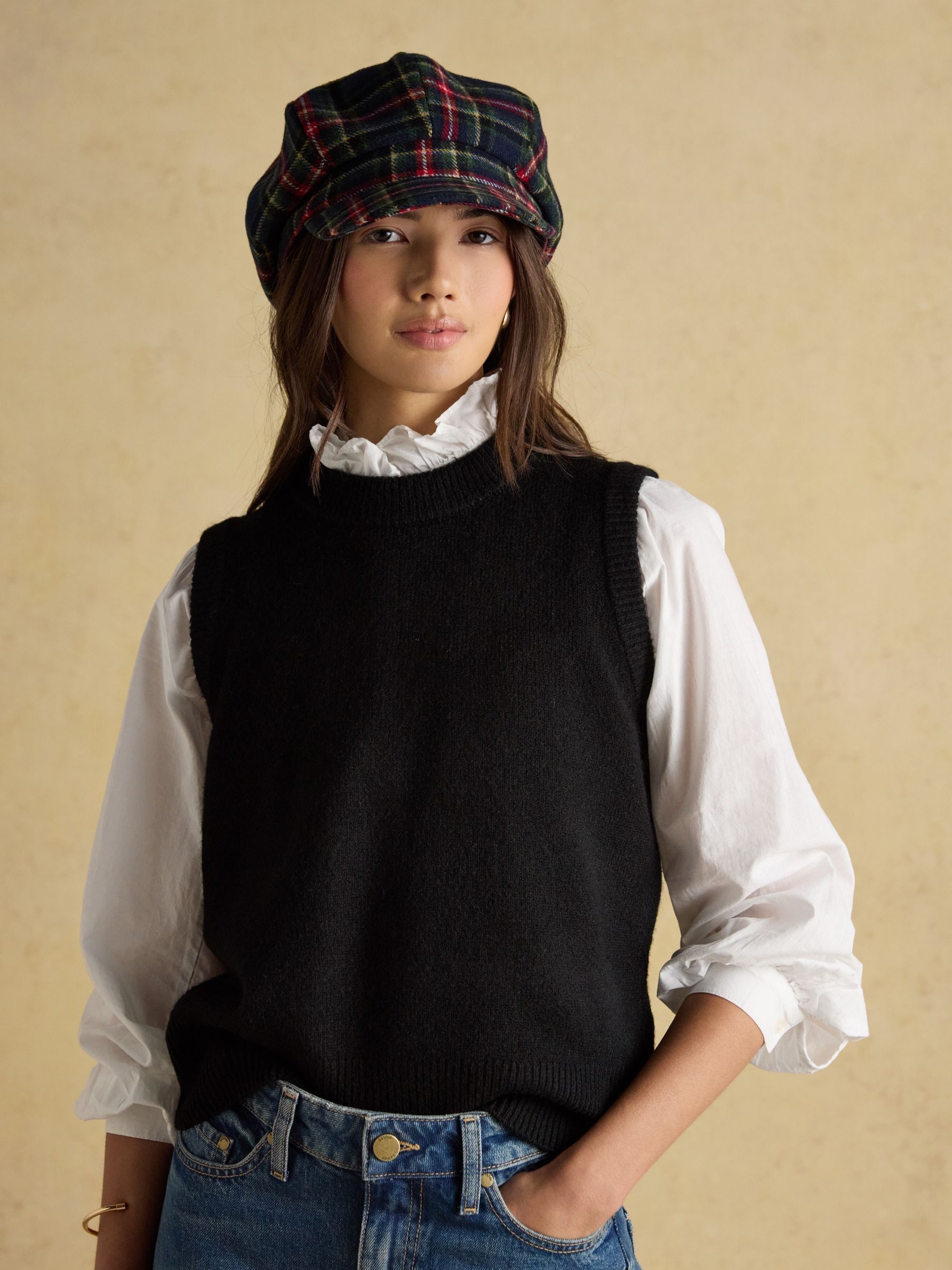 Elvaston Navy/Khaki Check Tweed Baker Boy Hat - Image 2 of 6