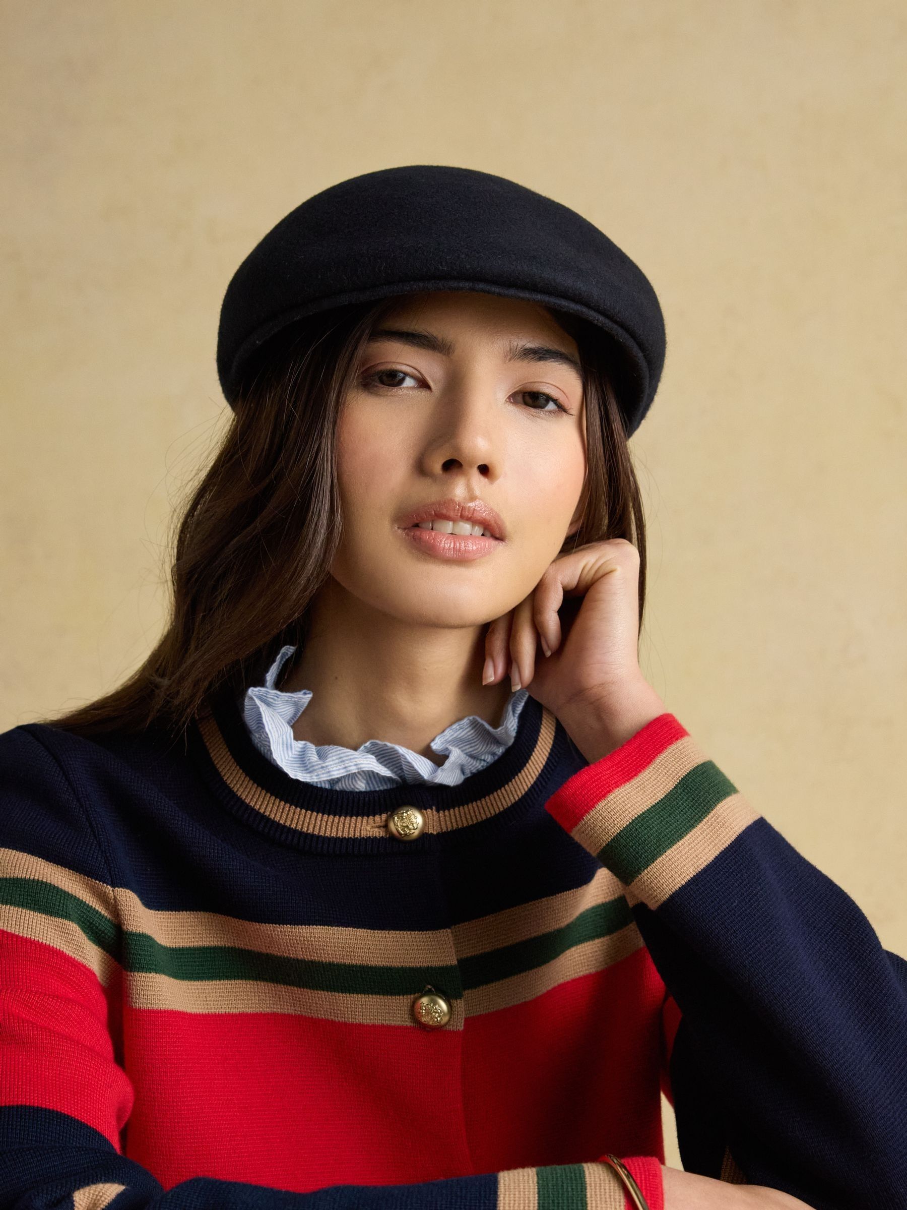 Abingdon Navy Wool Flat Cap - Image 1 of 7