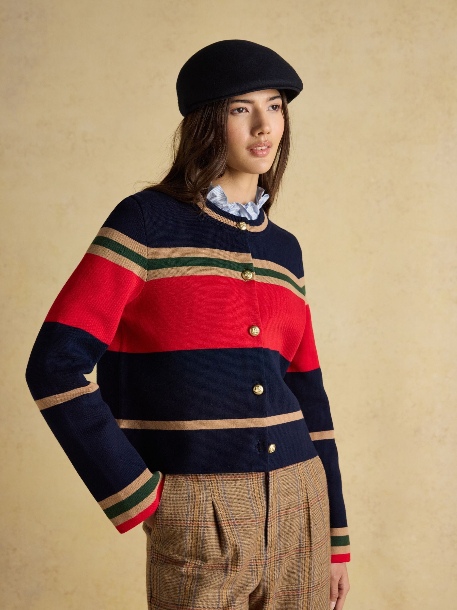 Abingdon Navy Wool Flat Cap - Image 5 of 7