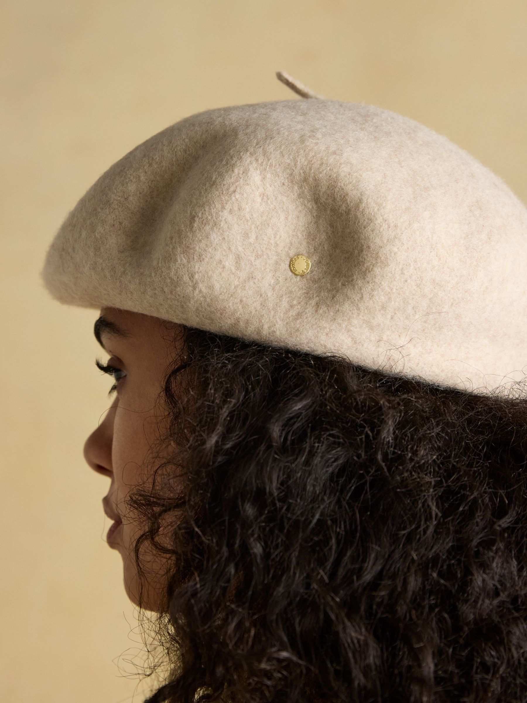 Amelie Cream Adjustable Wool Beret Hat - Image 3 of 7