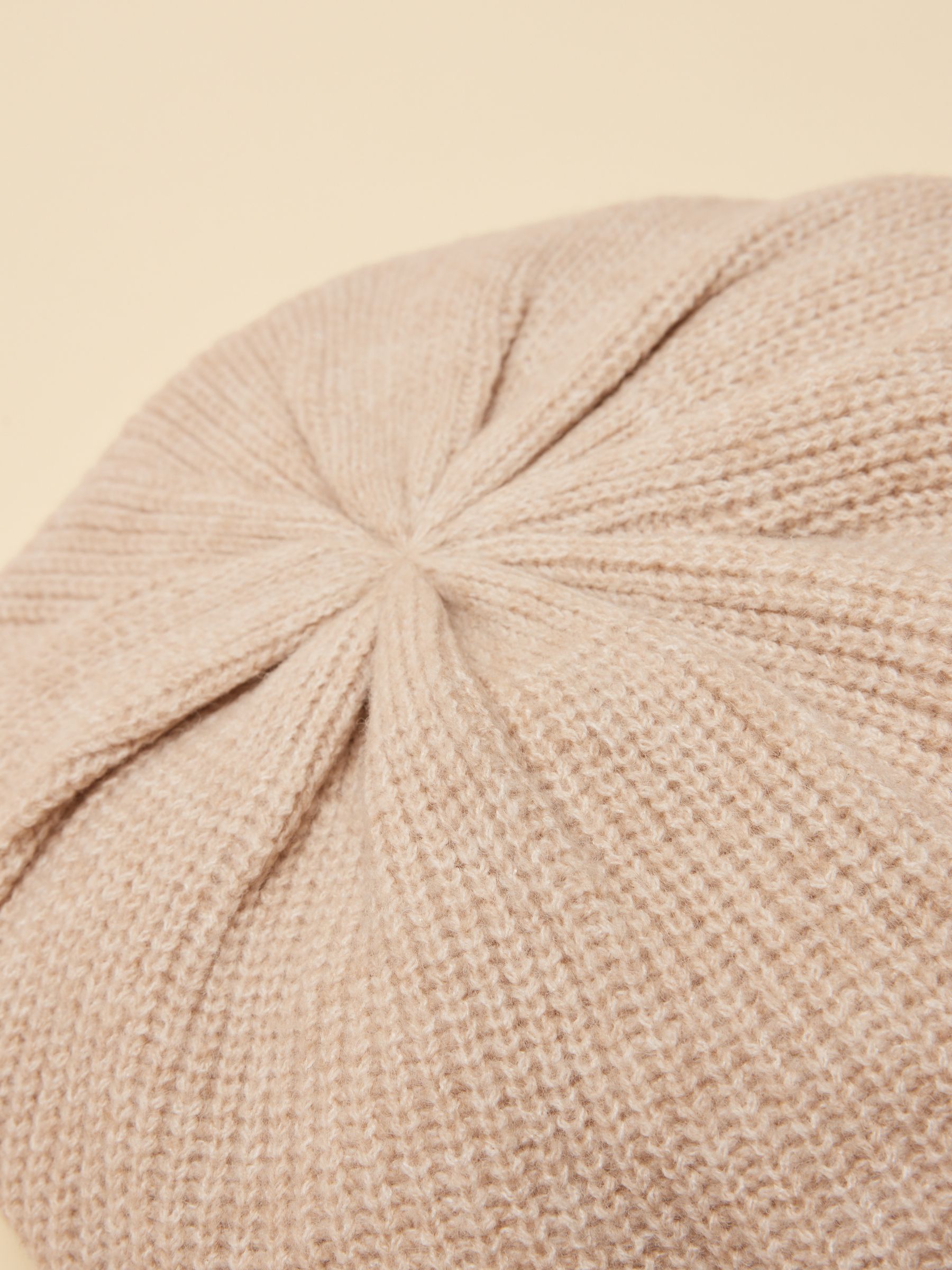 Joelle Oatmeal Ribbed Knitted Beret - Image 6 of 7