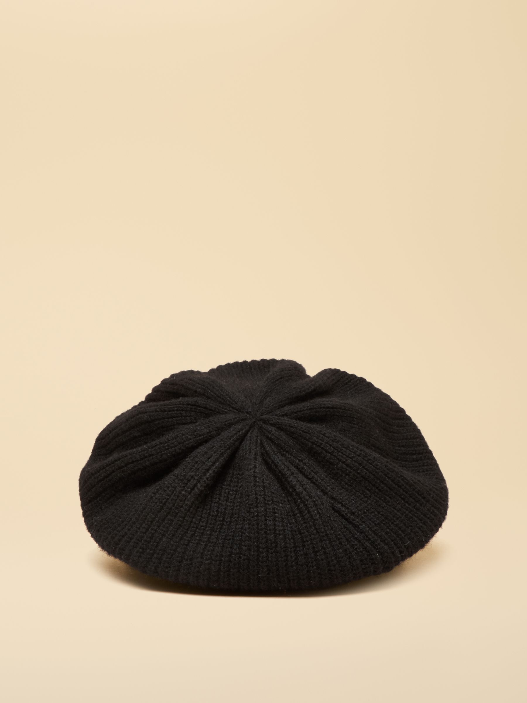 Joelle Black Ribbed Knitted Beret | Joules
