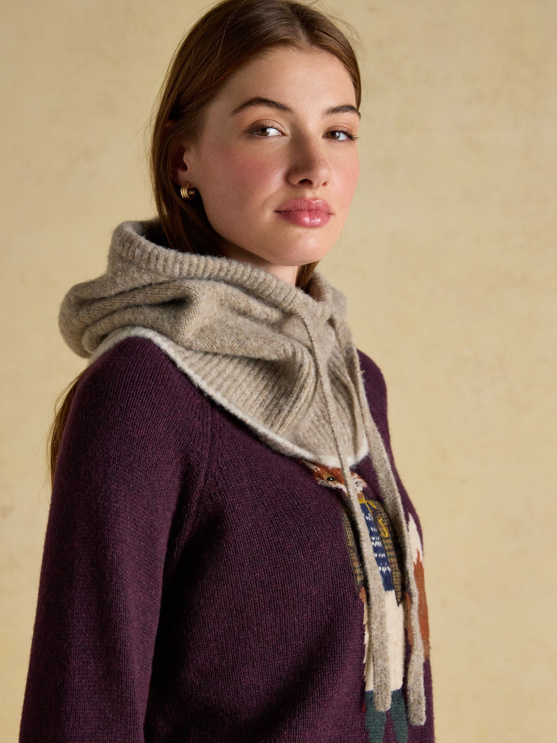 Kendra Neutral Knitted Hood - Image 3 of 6